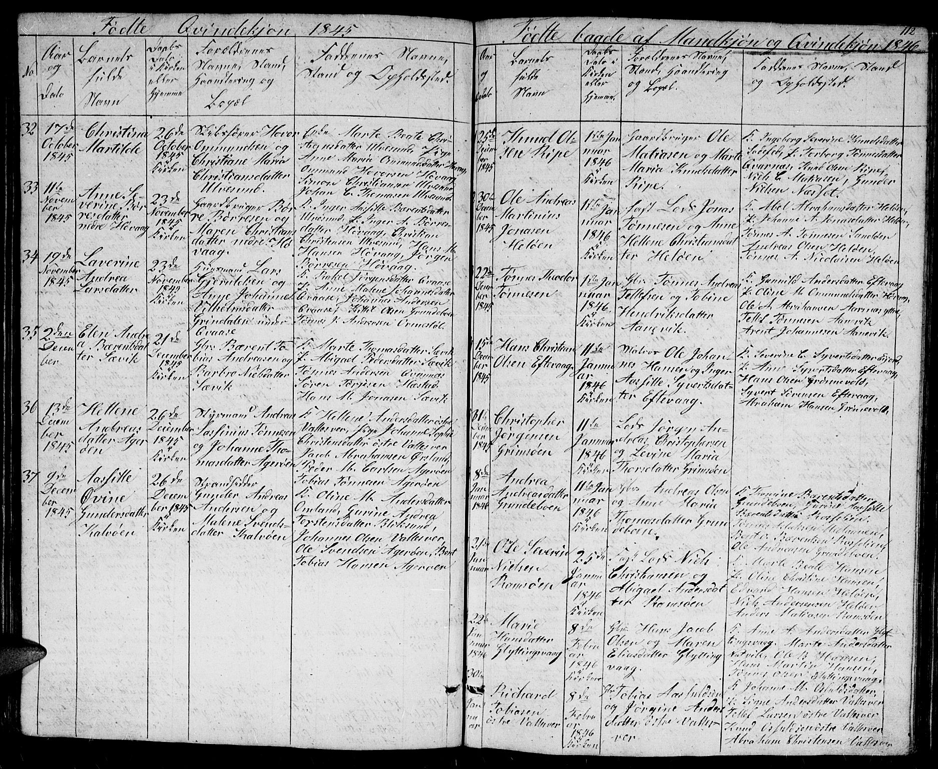 Høvåg sokneprestkontor, SAK/1111-0025/F/Fb/L0001: Parish register (copy) no. B 1, 1817-1846, p. 112