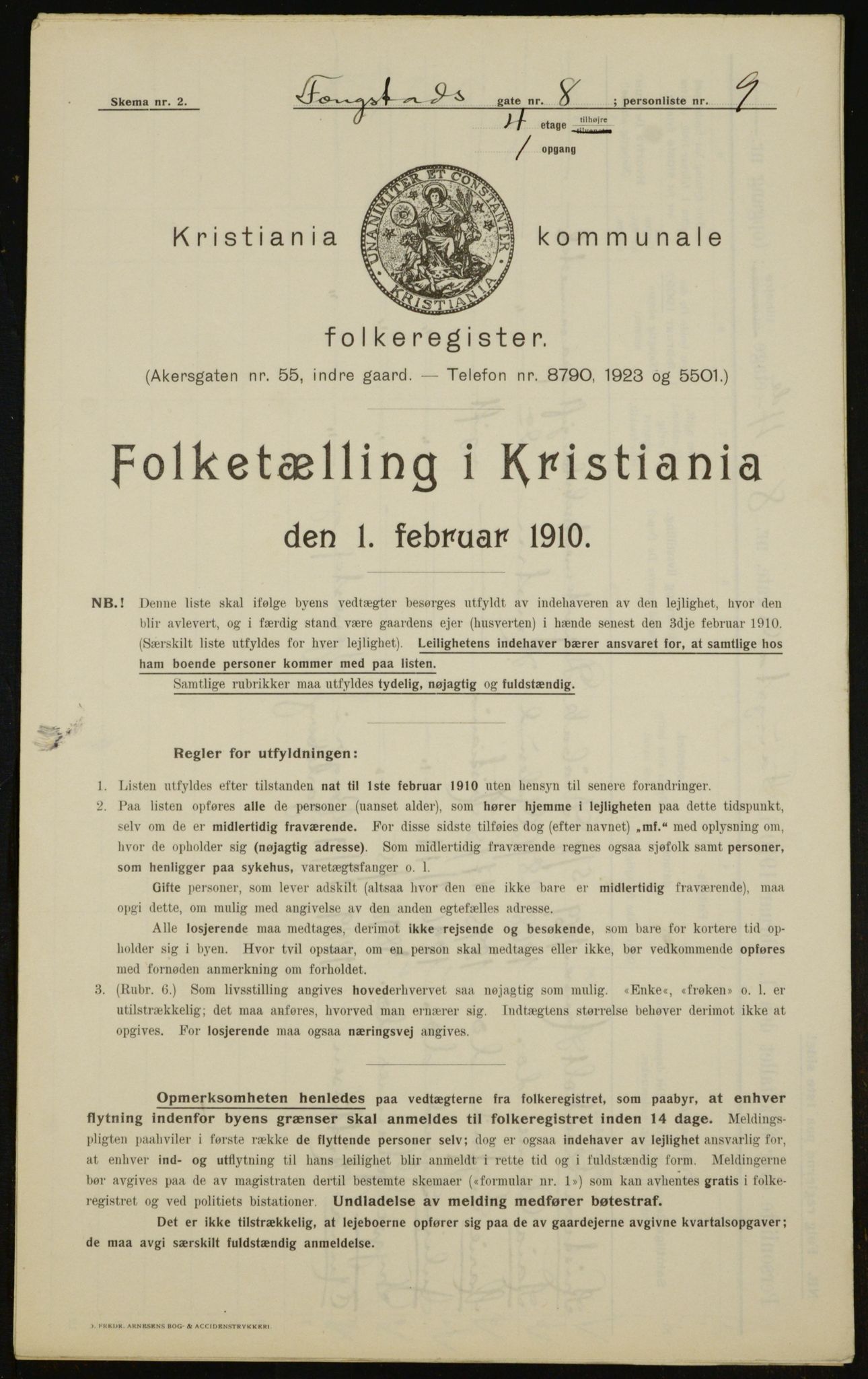 OBA, Municipal Census 1910 for Kristiania, 1910, p. 23815