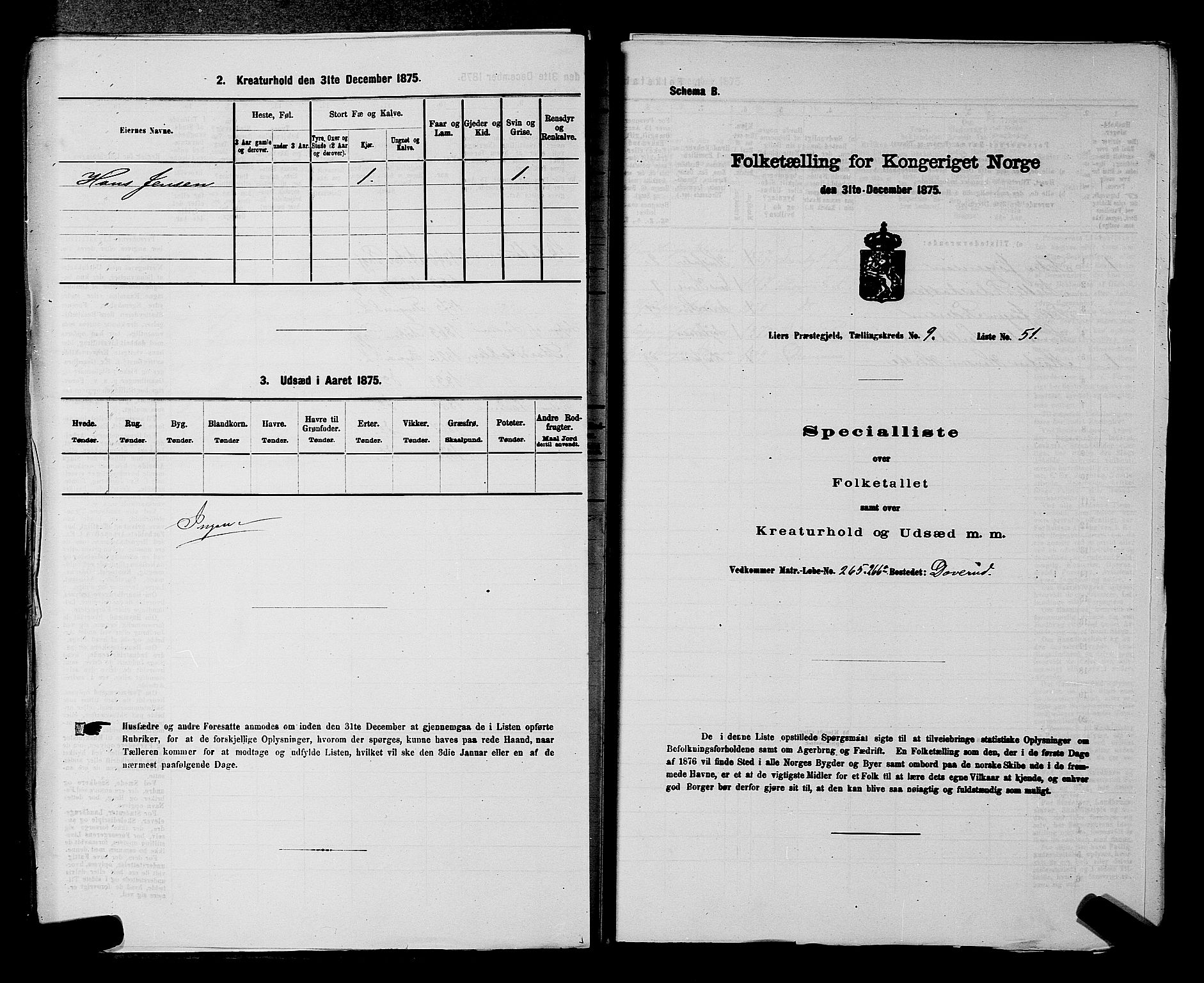 SAKO, 1875 census for 0626P Lier, 1875, p. 1599