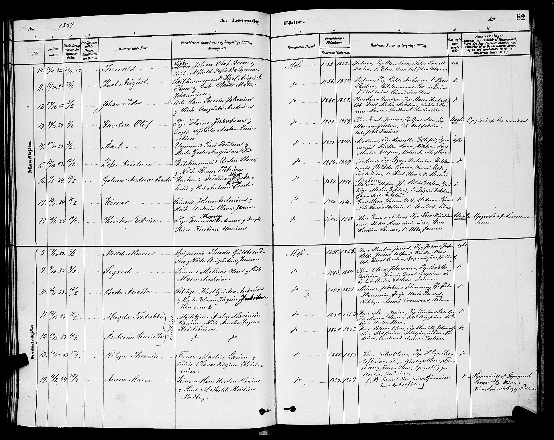 Moss prestekontor Kirkebøker, AV/SAO-A-2003/G/Ga/L0005: Parish register (copy) no. I 5, 1878-1888, p. 82