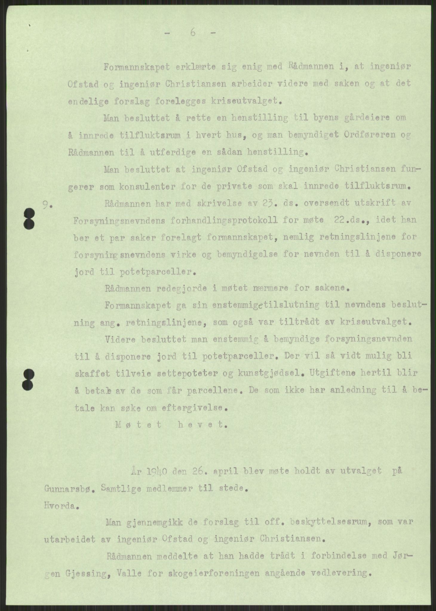 Forsvaret, Forsvarets krigshistoriske avdeling, AV/RA-RAFA-2017/Y/Ya/L0014: II-C-11-31 - Fylkesmenn.  Rapporter om krigsbegivenhetene 1940., 1940, p. 606