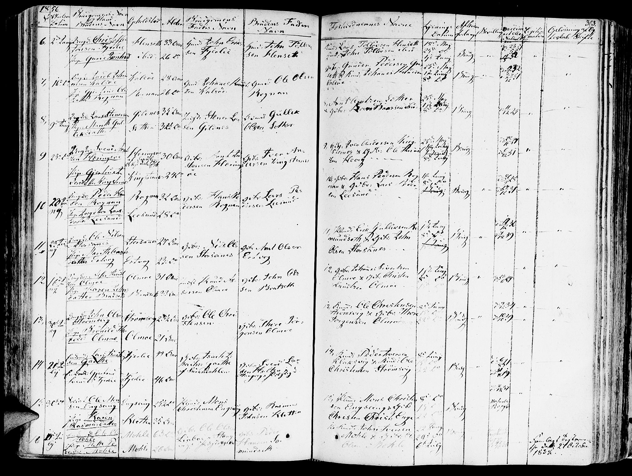 Ministerialprotokoller, klokkerbøker og fødselsregistre - Møre og Romsdal, AV/SAT-A-1454/578/L0904: Parish register (official) no. 578A03, 1836-1858, p. 303