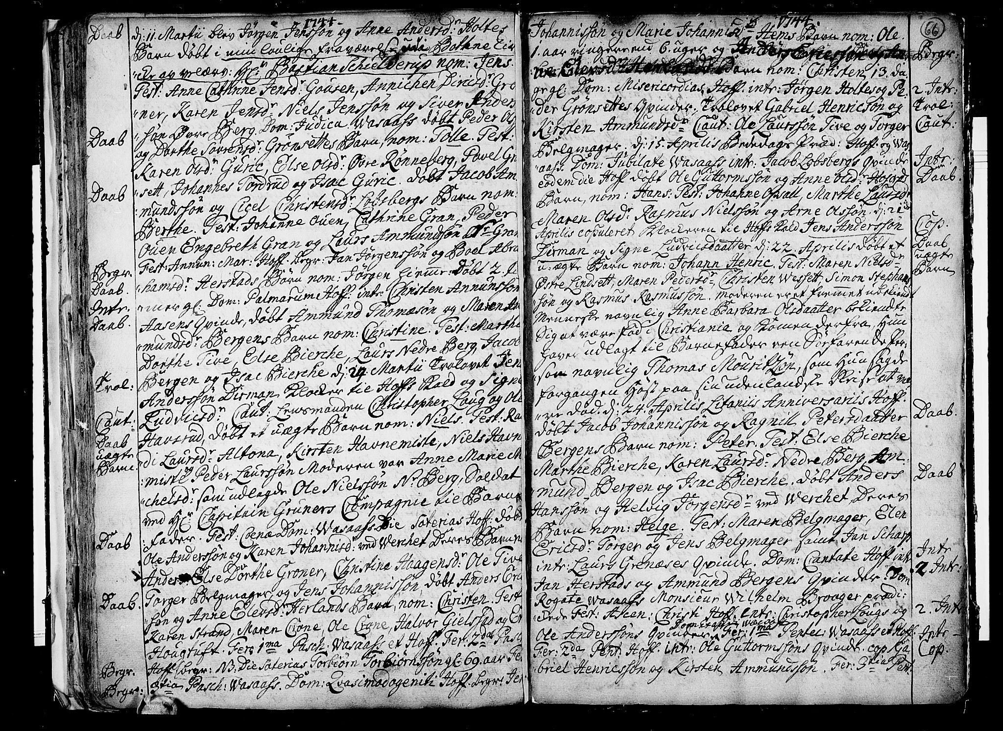 Hof kirkebøker, SAKO/A-64/F/Fa/L0001: Parish register (official) no. I 1, 1704-1745, p. 66