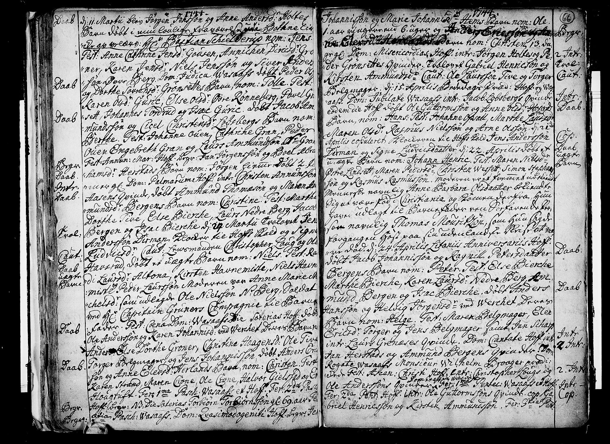 Hof kirkebøker, AV/SAKO-A-64/F/Fa/L0001: Parish register (official) no. I 1, 1704-1745, p. 66