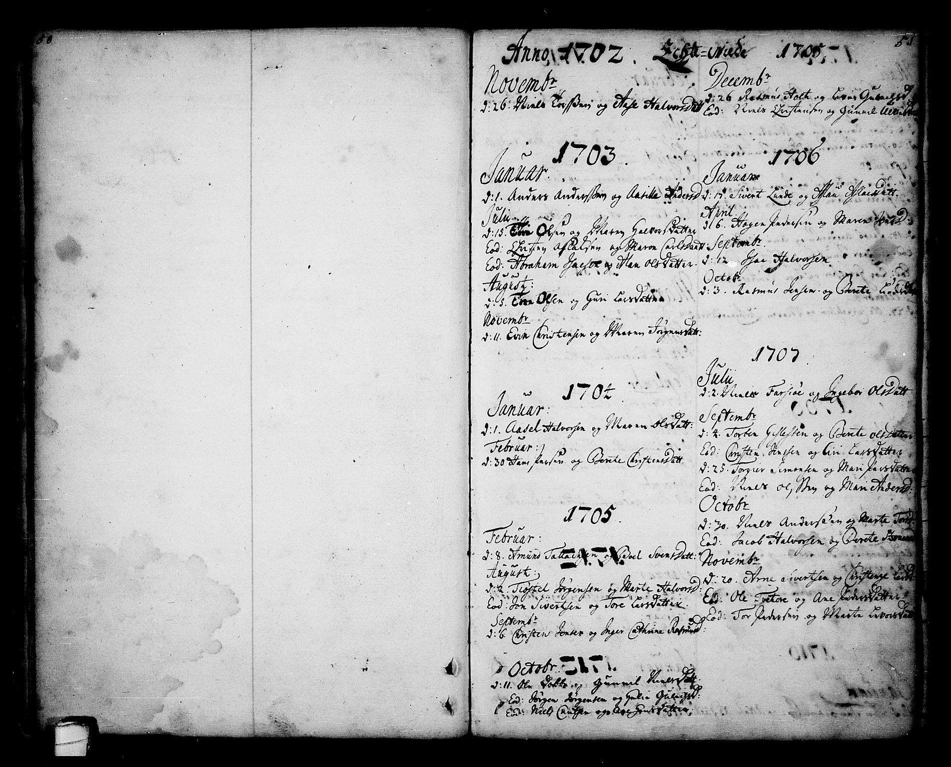 Sannidal kirkebøker, SAKO/A-296/F/Fa/L0001: Parish register (official) no. 1, 1702-1766, p. 50-51