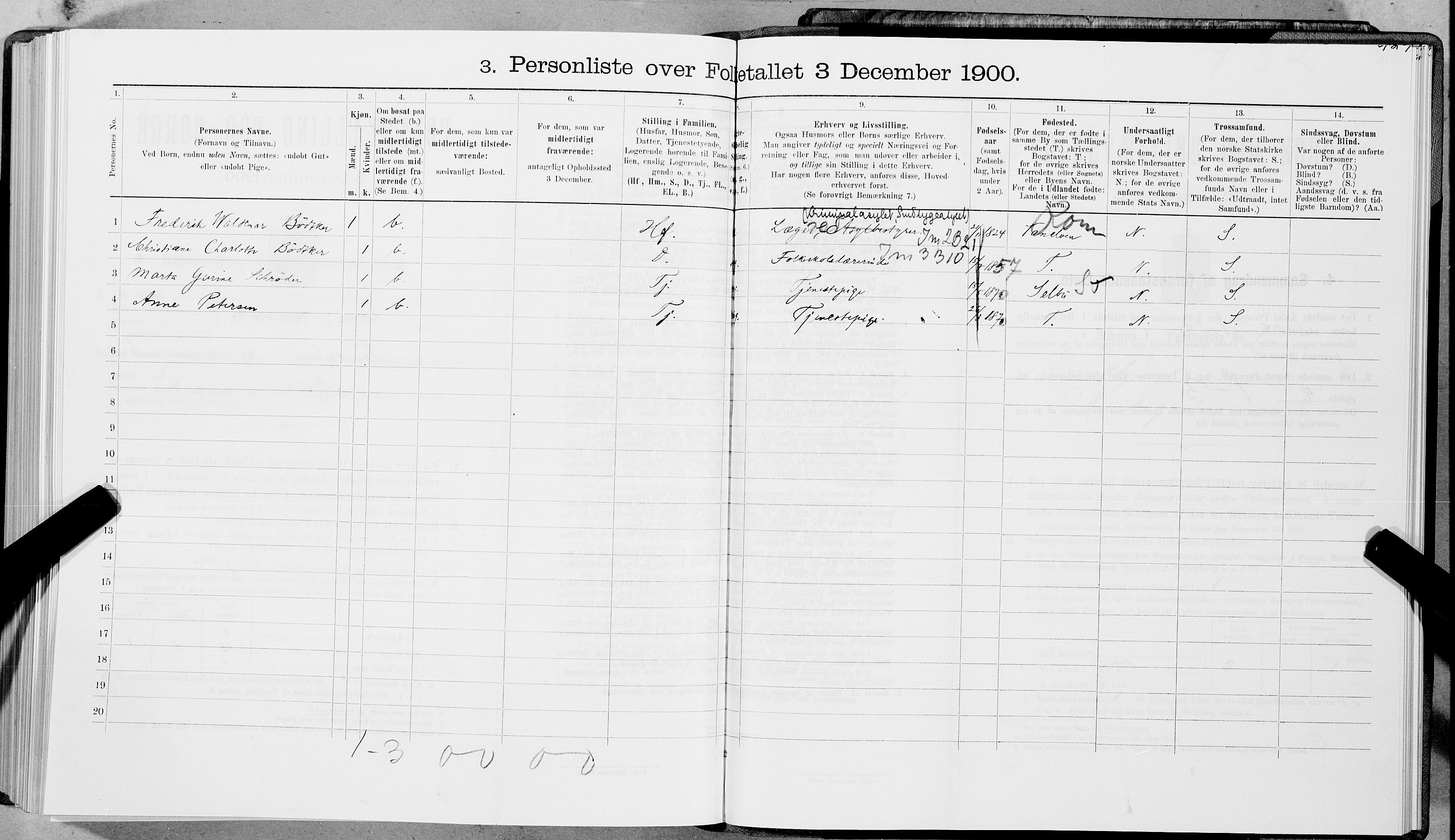 SAT, 1900 census for Trondheim, 1900, p. 1004