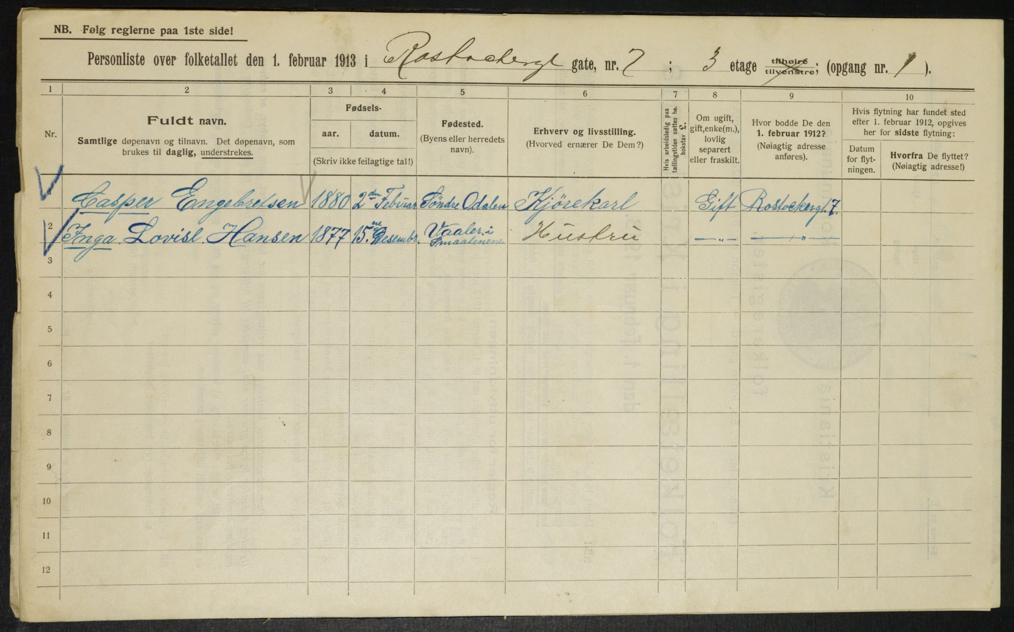 OBA, Municipal Census 1913 for Kristiania, 1913, p. 84486