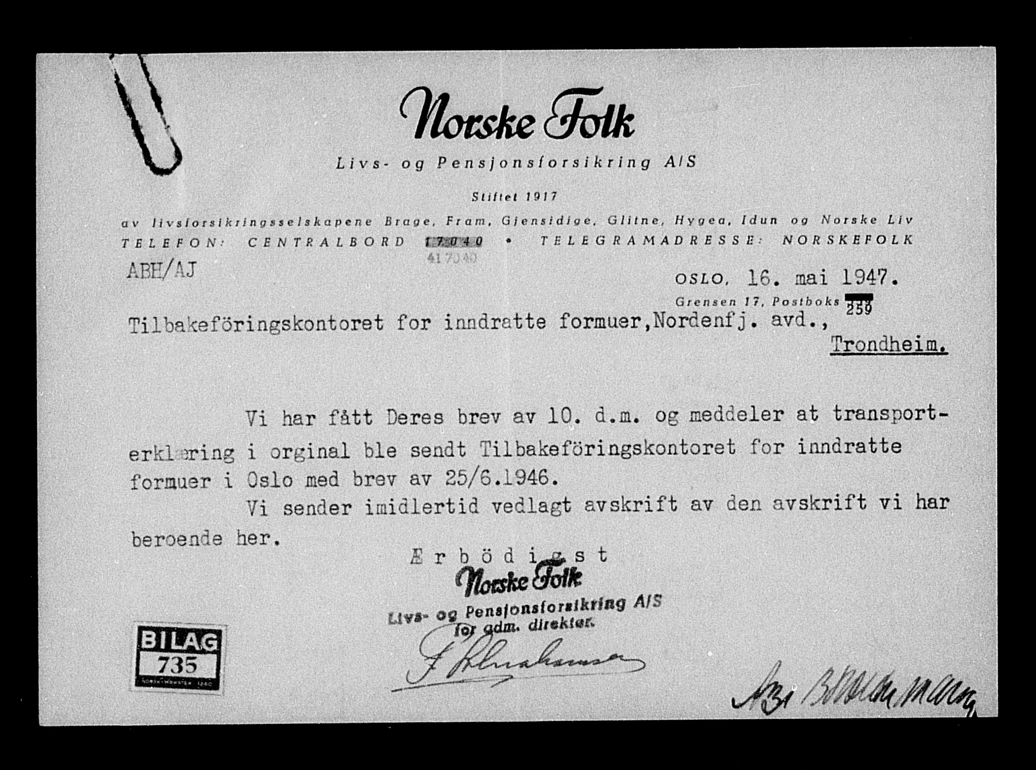 Justisdepartementet, Tilbakeføringskontoret for inndratte formuer, AV/RA-S-1564/H/Hc/Hcb/L0915: --, 1945-1947, p. 75