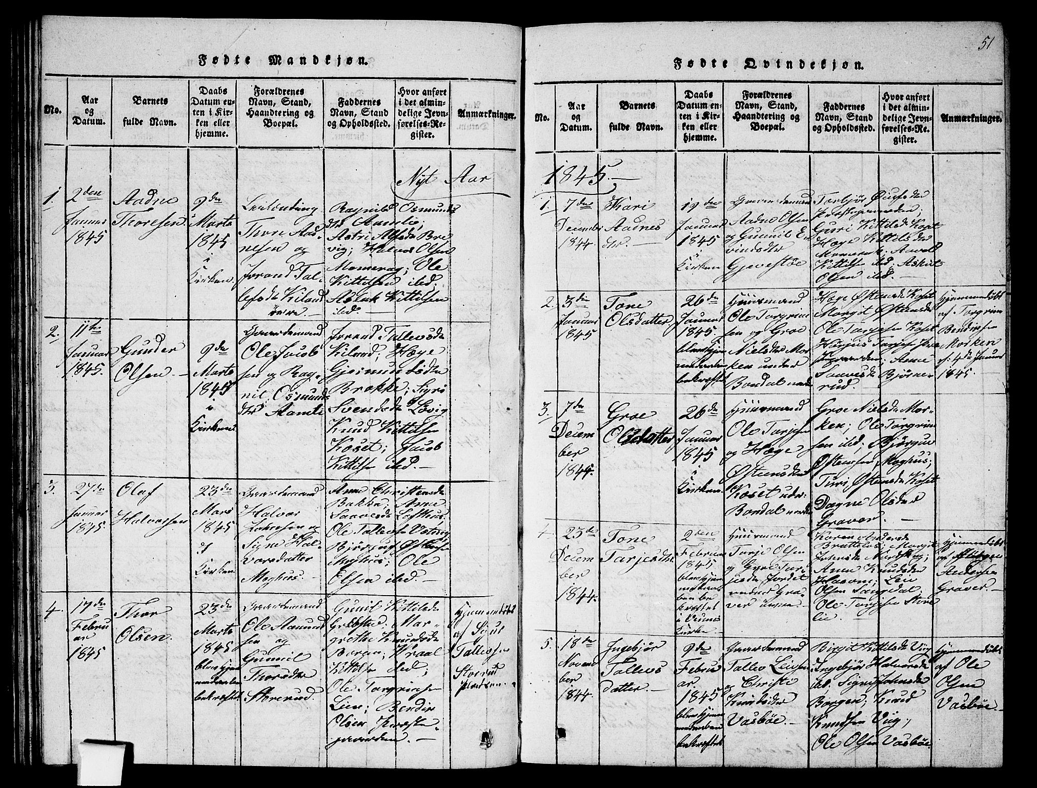 Fyresdal kirkebøker, SAKO/A-263/G/Ga/L0002: Parish register (copy) no. I 2, 1815-1857, p. 51