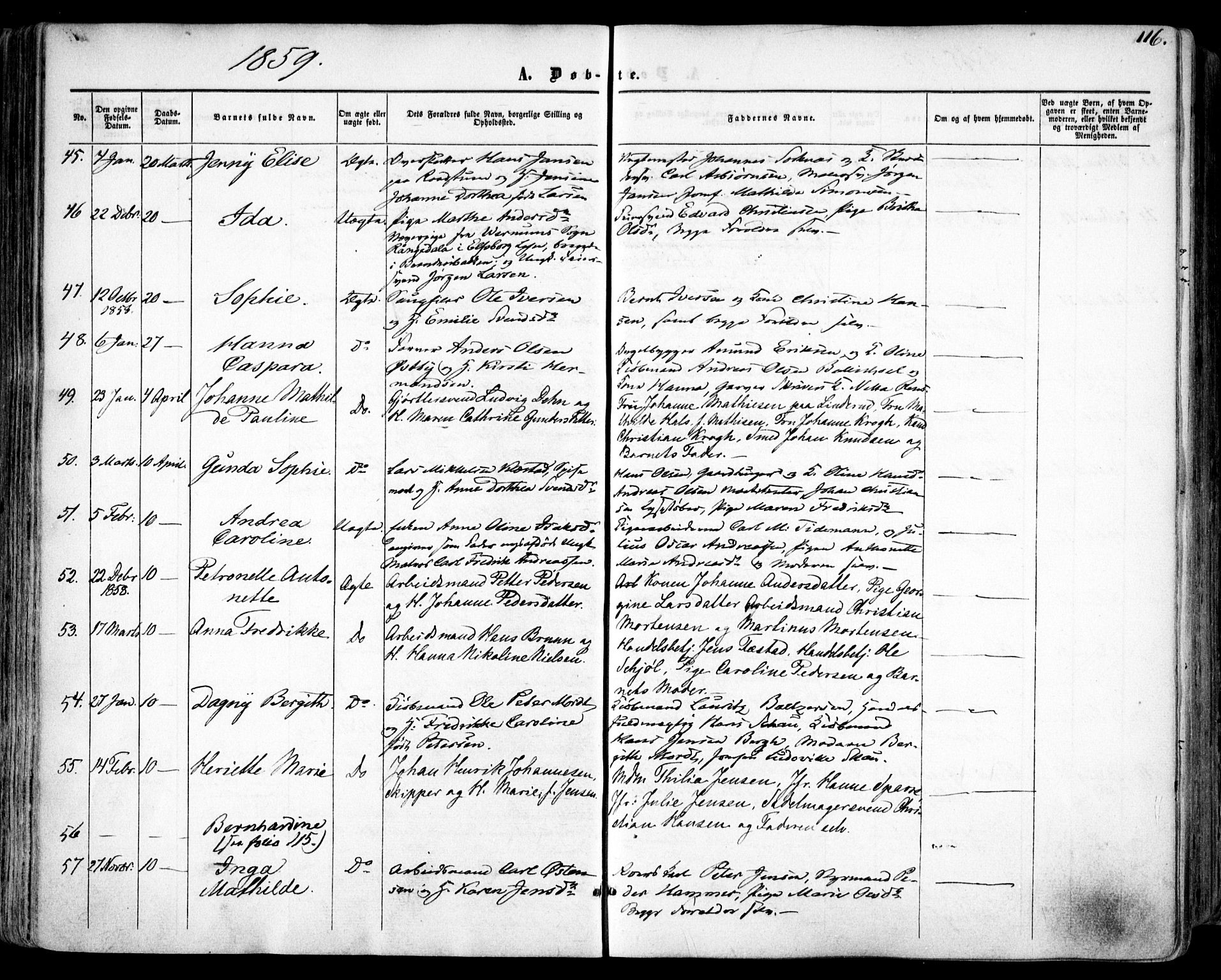 Oslo domkirke Kirkebøker, SAO/A-10752/F/Fa/L0015: Parish register (official) no. 15, 1857-1871, p. 116
