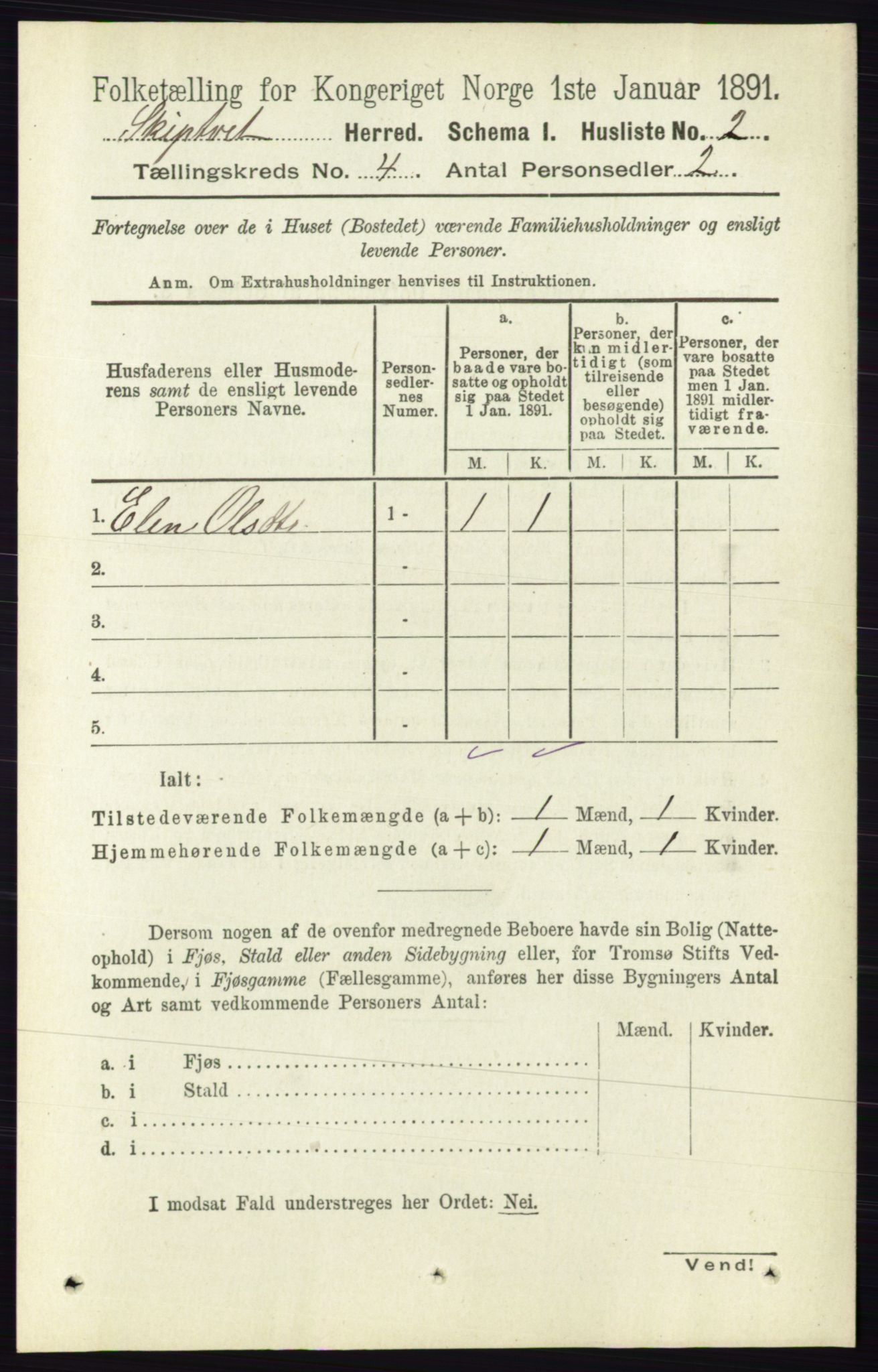 RA, 1891 census for 0127 Skiptvet, 1891, p. 1846