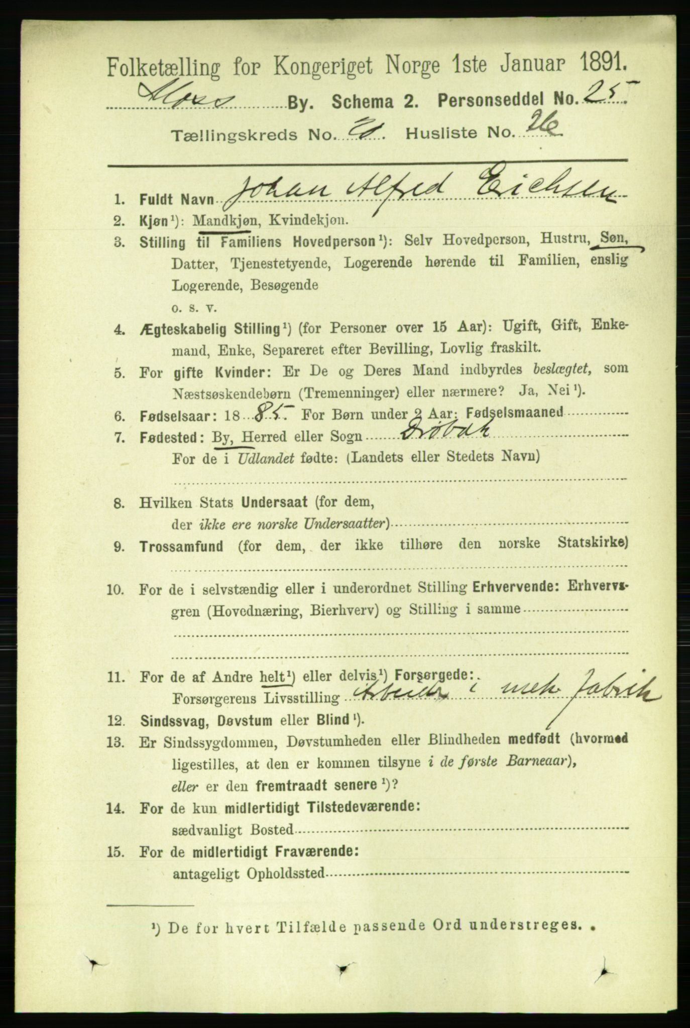 RA, 1891 census for 0104 Moss, 1891, p. 9001