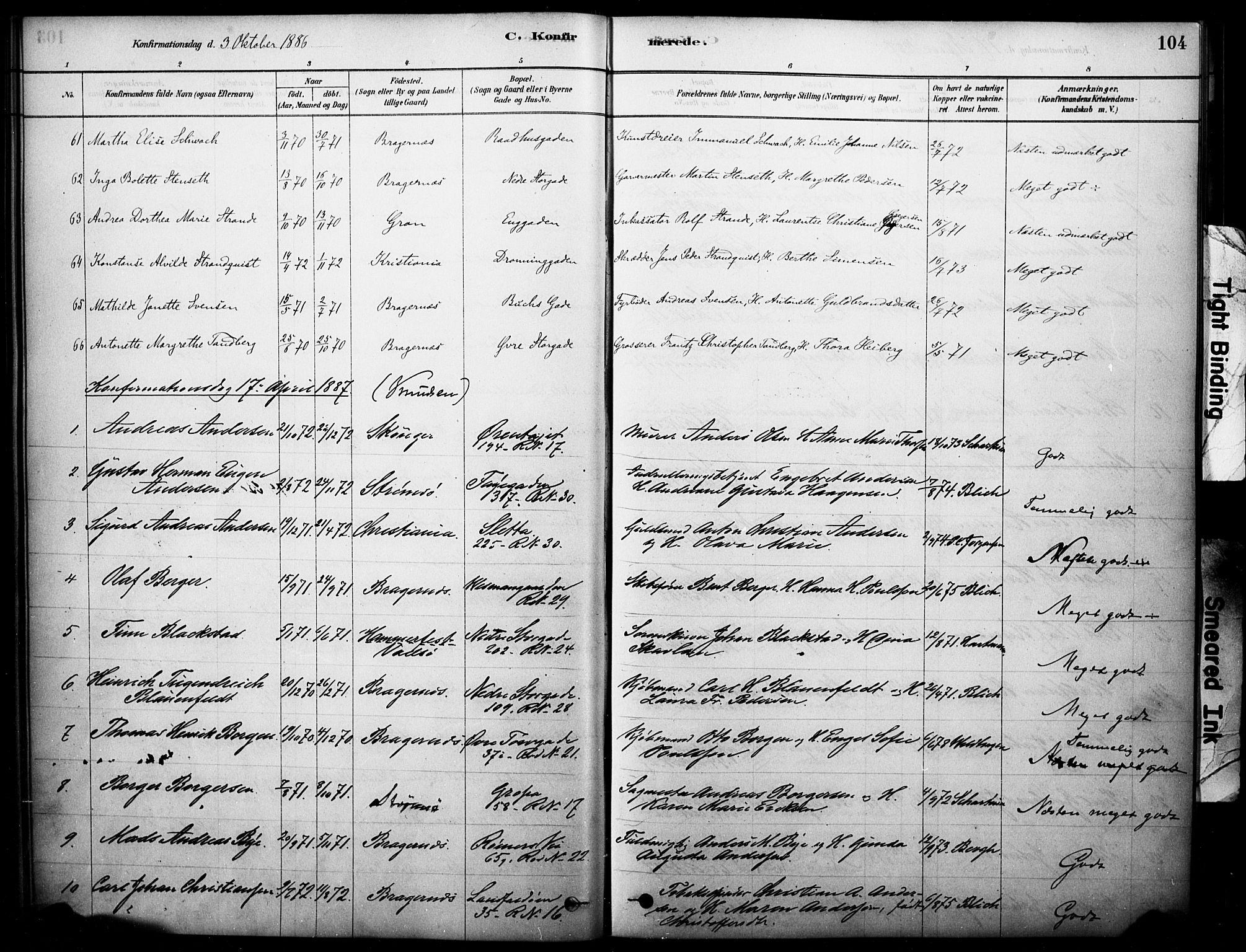 Bragernes kirkebøker, AV/SAKO-A-6/F/Fc/L0005: Parish register (official) no. III 5, 1878-1890, p. 104