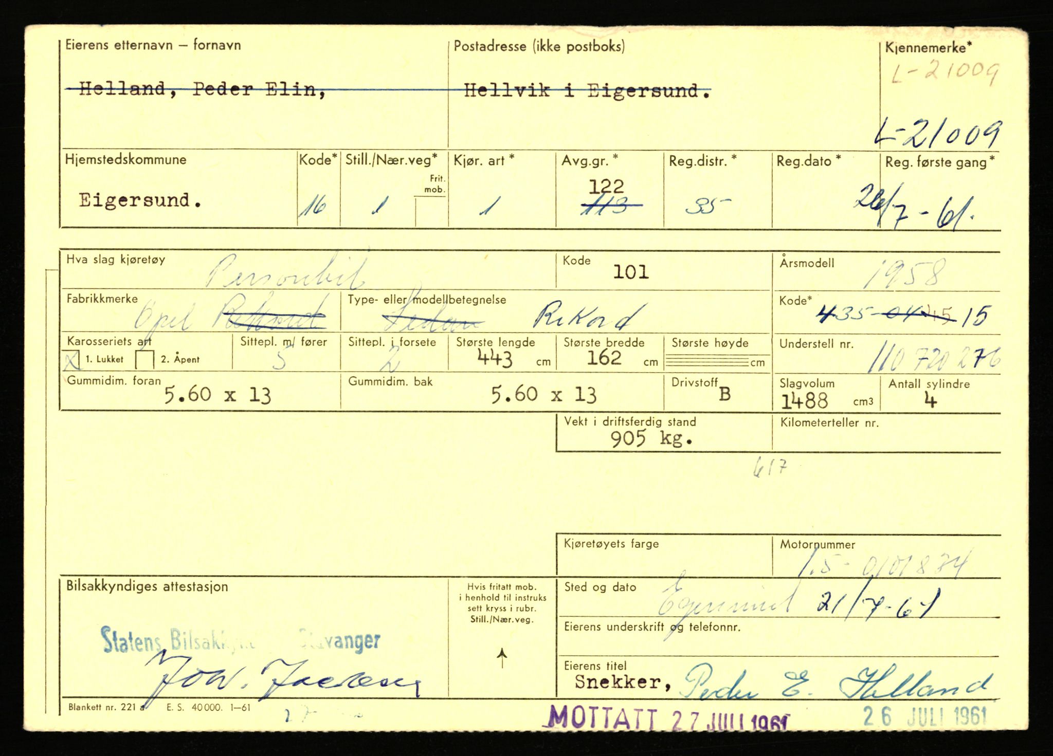 Stavanger trafikkstasjon, AV/SAST-A-101942/0/F/L0037: L-20500 - L-21499, 1930-1971, p. 1531