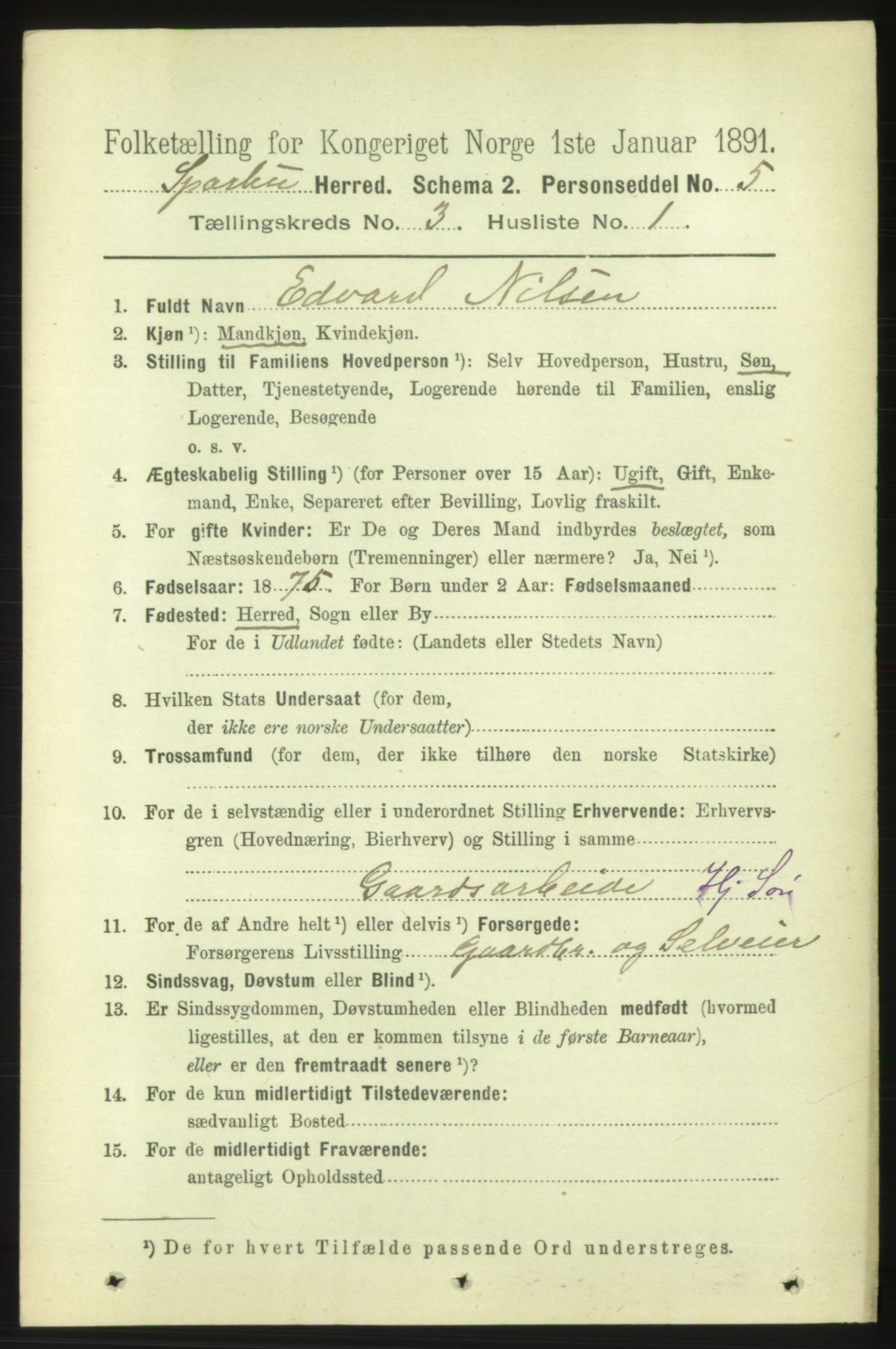 RA, 1891 census for 1731 Sparbu, 1891, p. 884