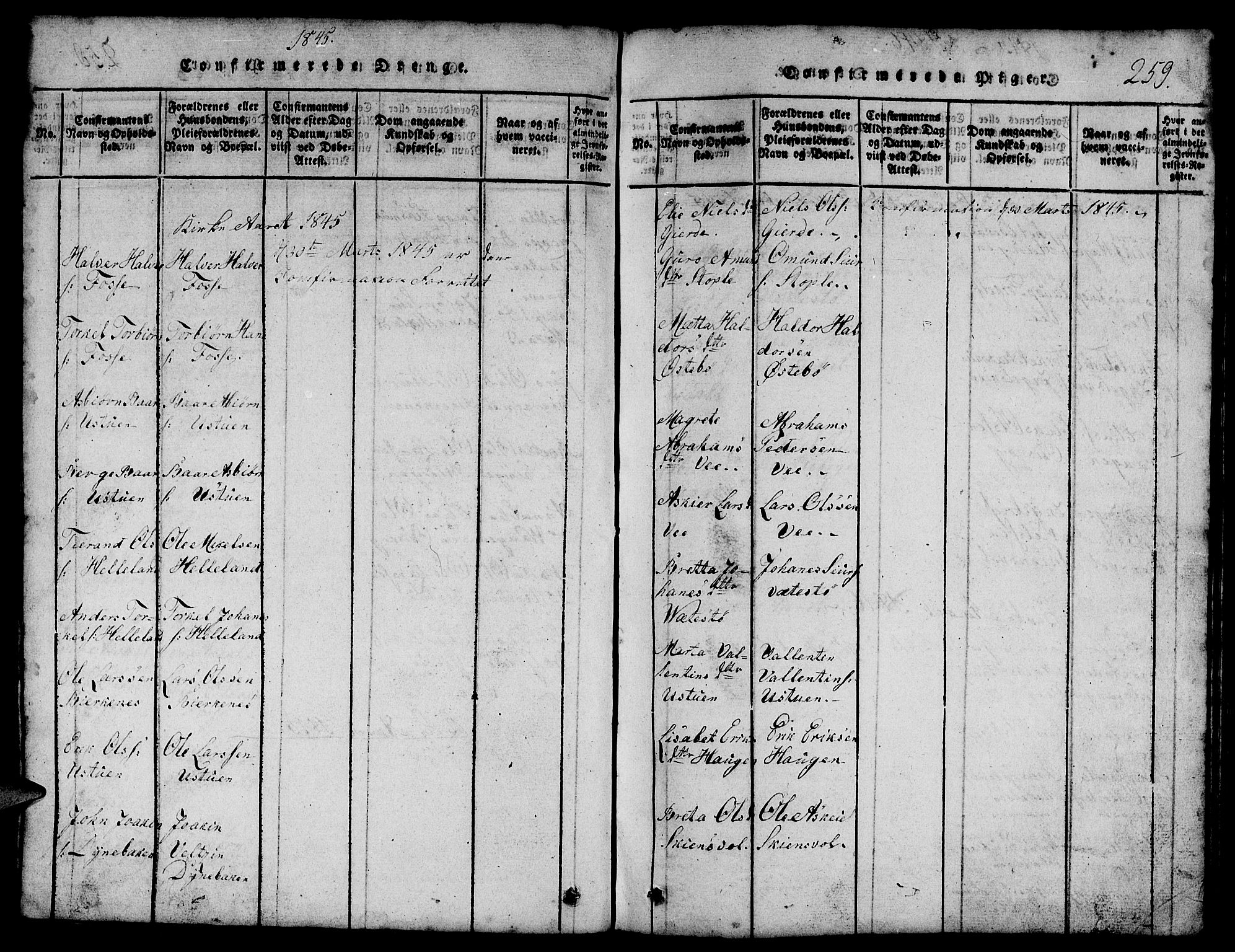 Etne sokneprestembete, SAB/A-75001/H/Hab: Parish register (copy) no. B 1, 1815-1850, p. 259