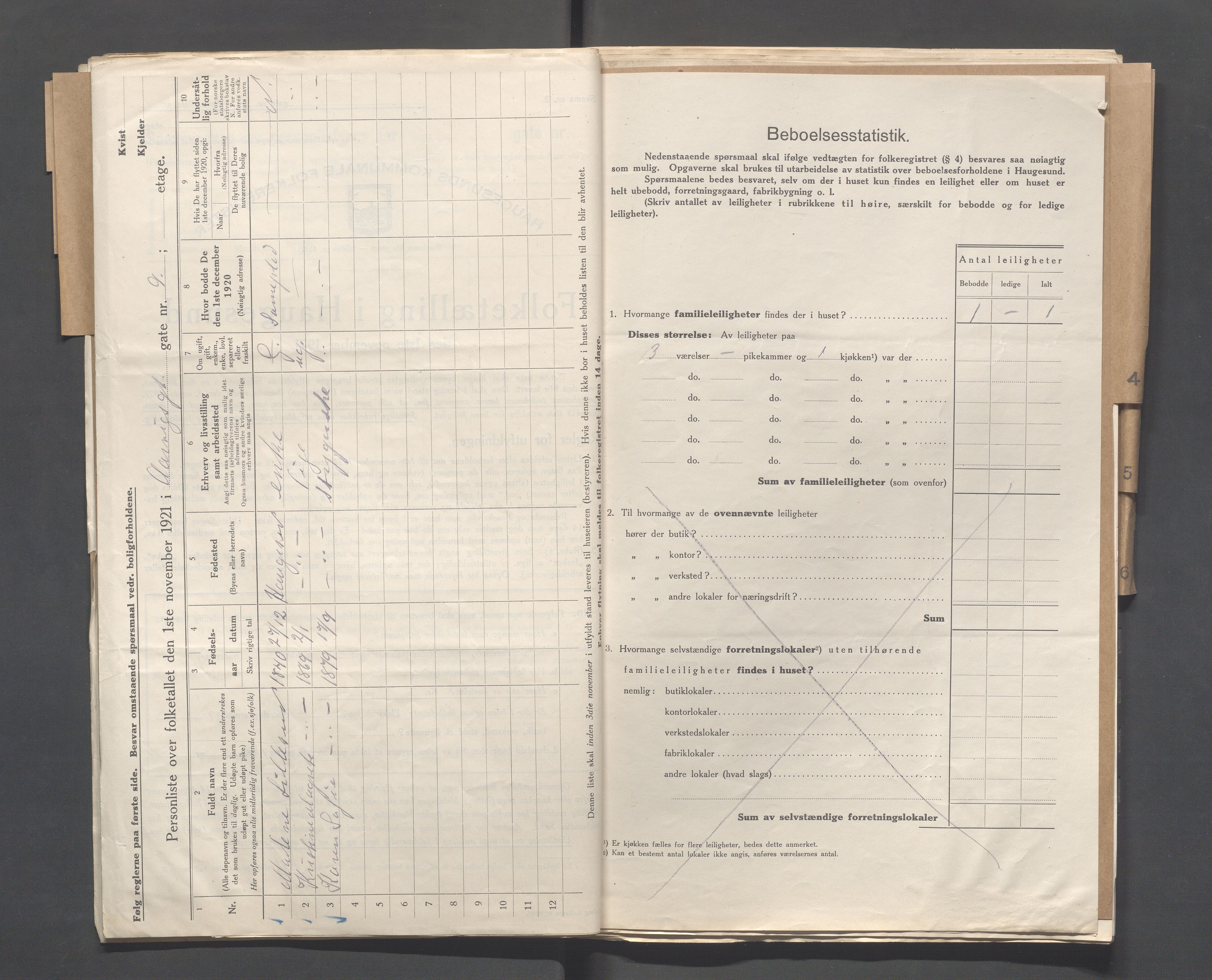 IKAR, Local census 1.11.1921 for Haugesund, 1921, p. 18