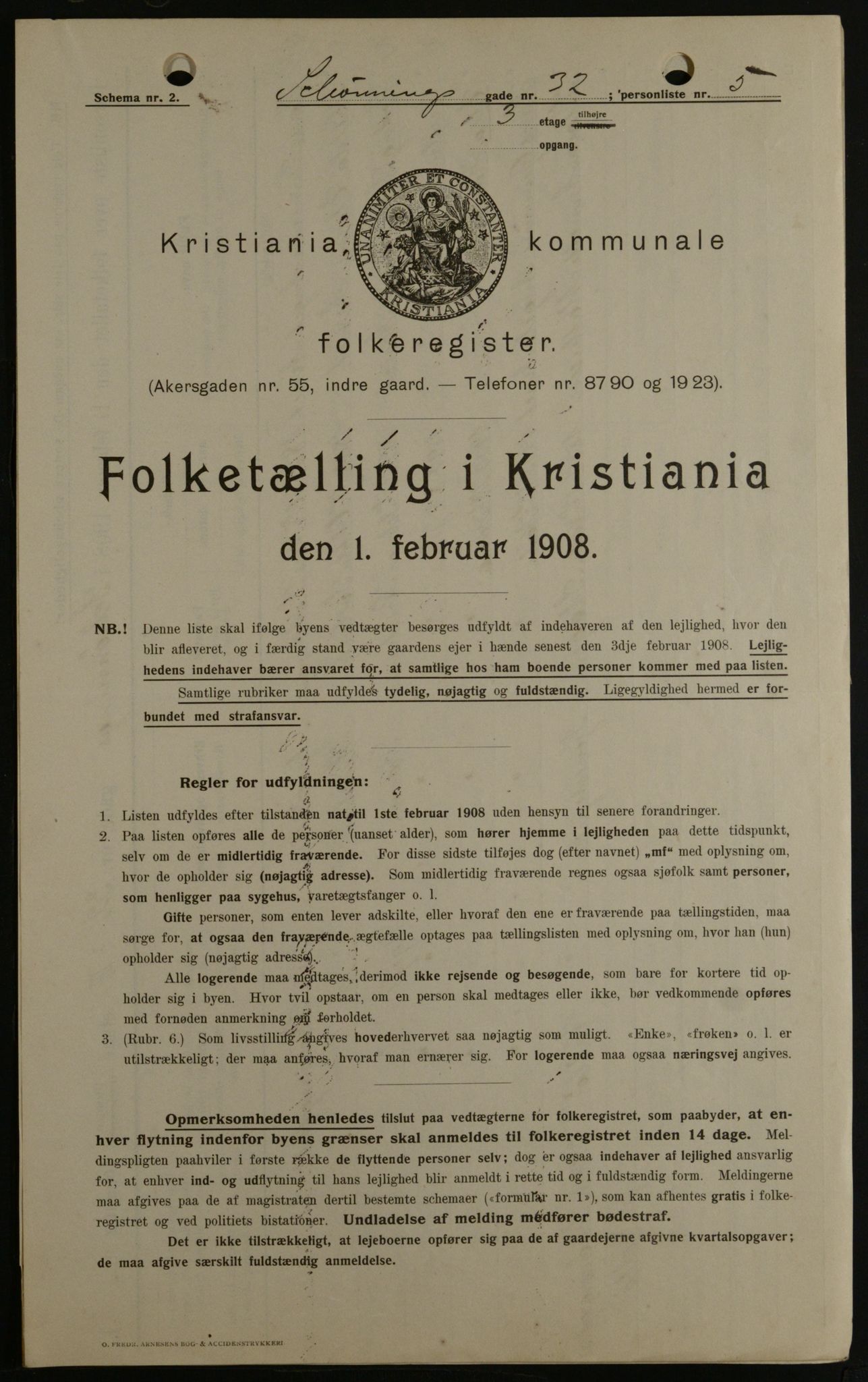 OBA, Municipal Census 1908 for Kristiania, 1908, p. 84372