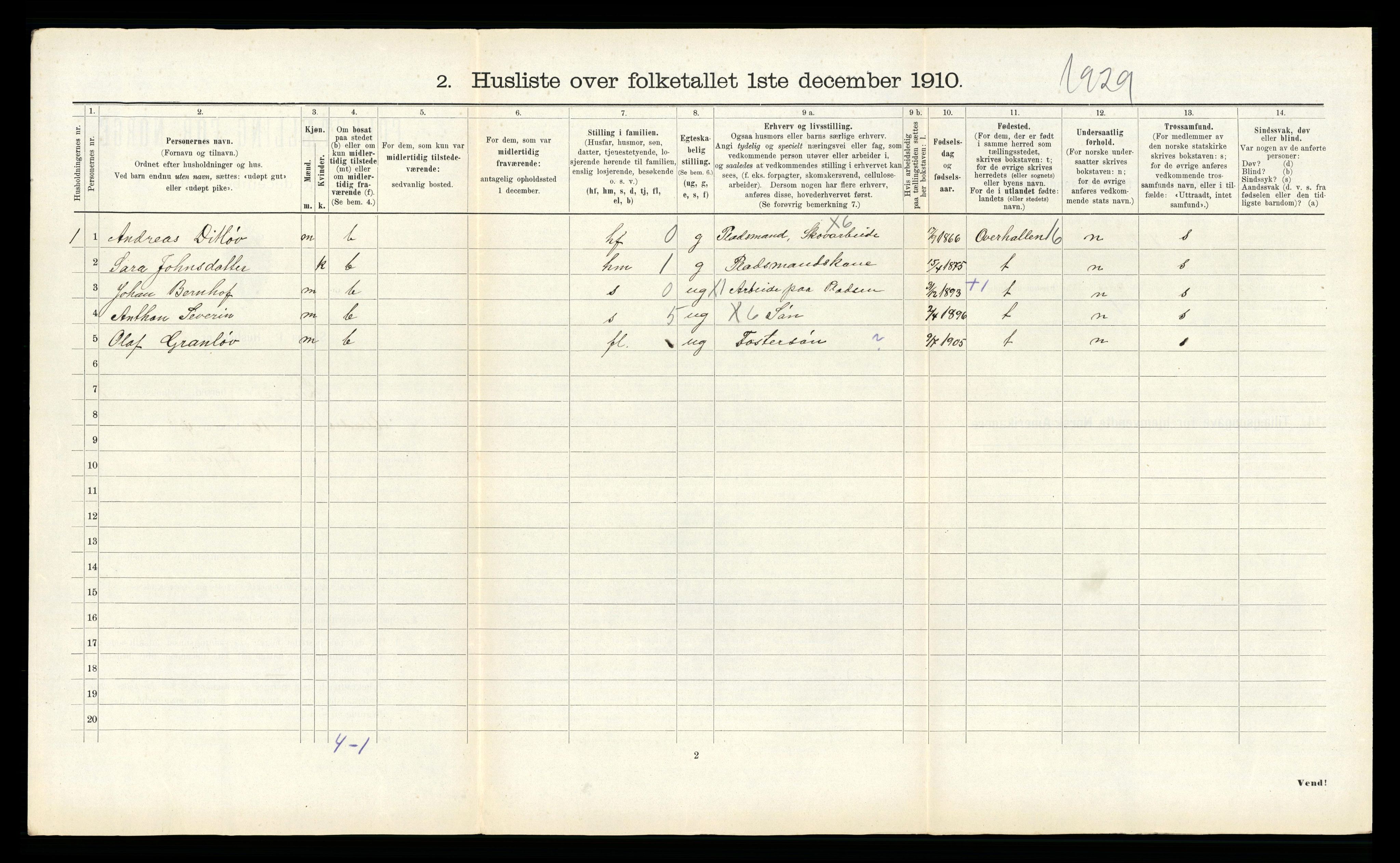 RA, 1910 census for Lierne, 1910, p. 266