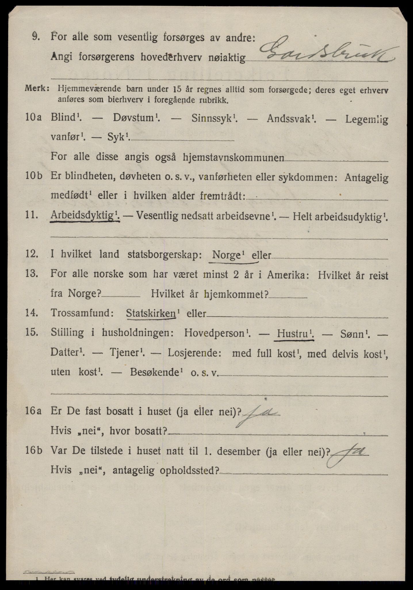 SAT, 1920 census for Vestnes, 1920, p. 4316