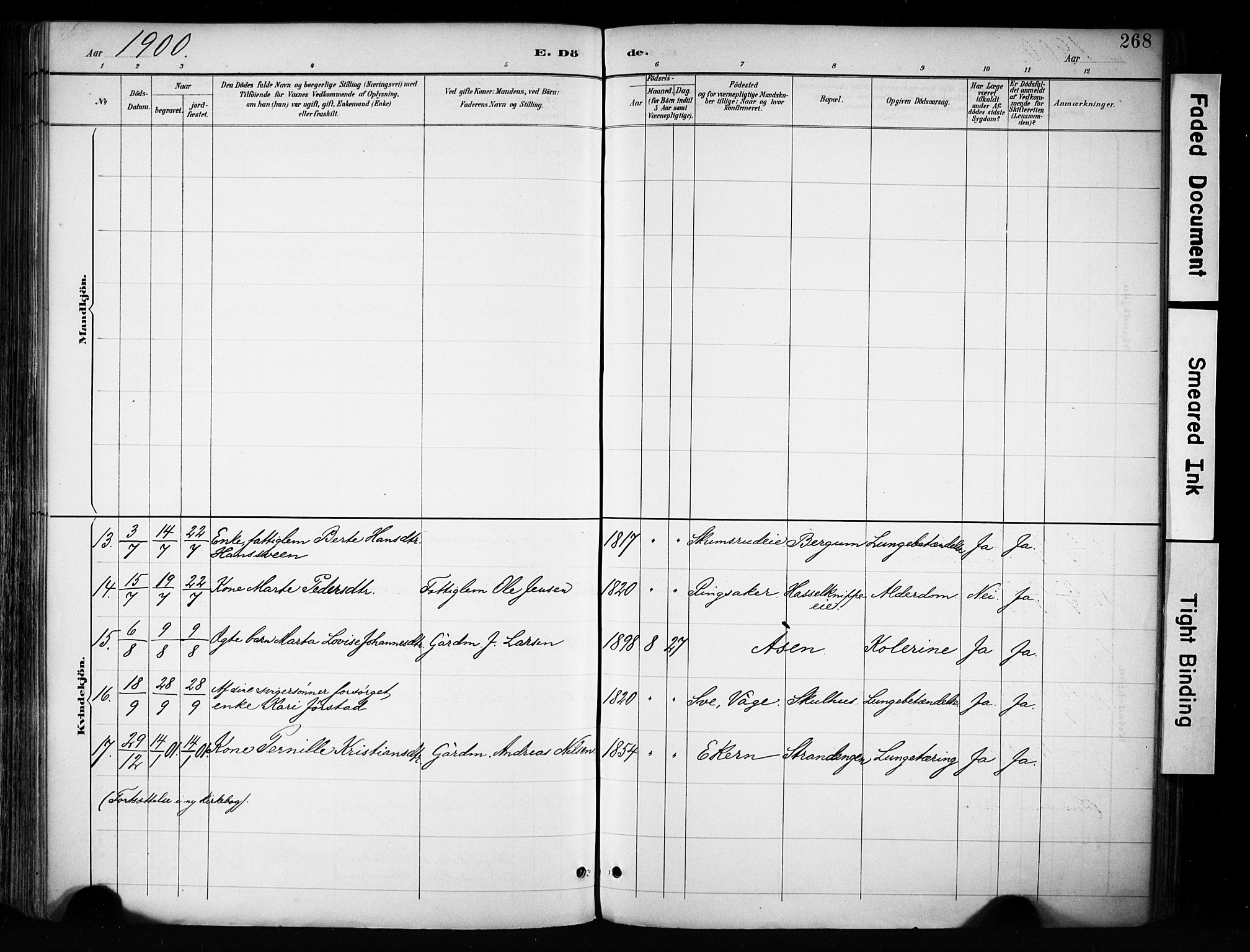 Biri prestekontor, AV/SAH-PREST-096/H/Ha/Haa/L0009: Parish register (official) no. 9, 1887-1900, p. 268