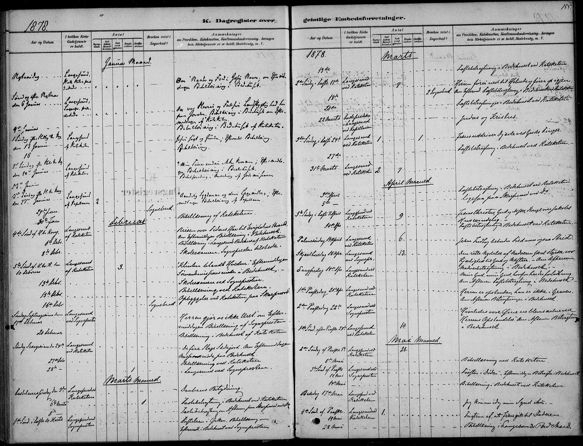 Langesund kirkebøker, SAKO/A-280/F/Fa/L0002: Parish register (official) no. 2, 1878-1892, p. 155