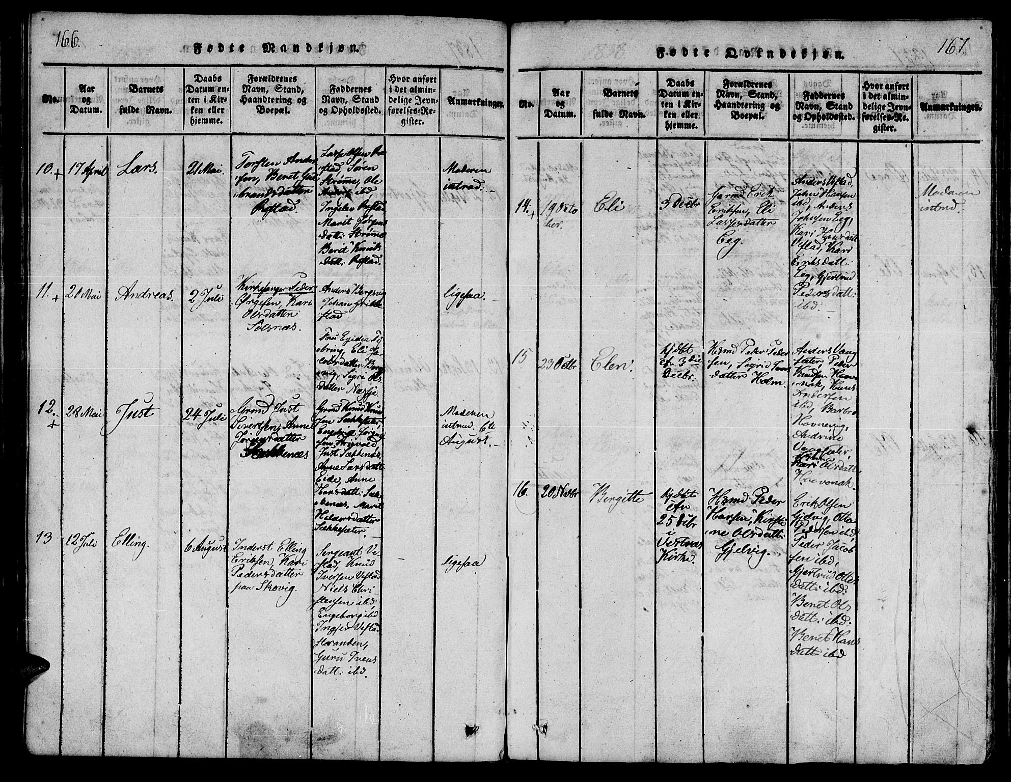 Ministerialprotokoller, klokkerbøker og fødselsregistre - Møre og Romsdal, AV/SAT-A-1454/547/L0602: Parish register (official) no. 547A04, 1818-1845, p. 166-167