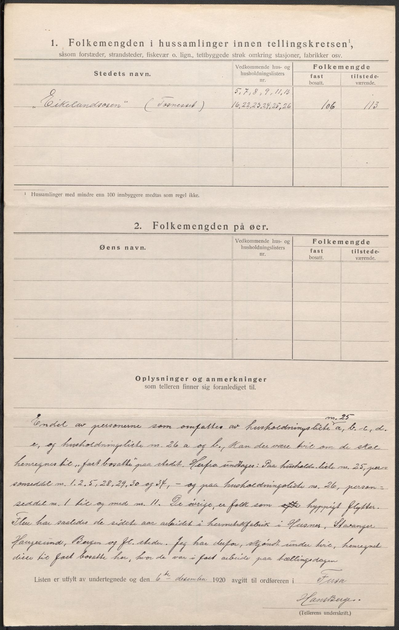 SAB, 1920 census for Fusa, 1920, p. 18