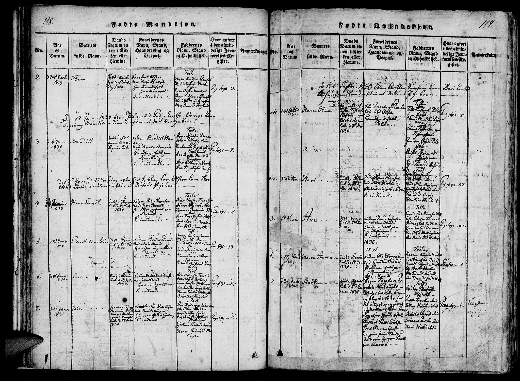 Ministerialprotokoller, klokkerbøker og fødselsregistre - Møre og Romsdal, SAT/A-1454/560/L0718: Parish register (official) no. 560A02, 1817-1844, p. 118-119