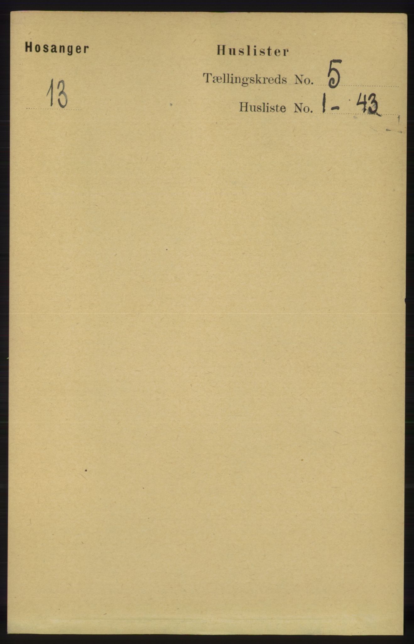 RA, 1891 census for 1253 Hosanger, 1891, p. 1739