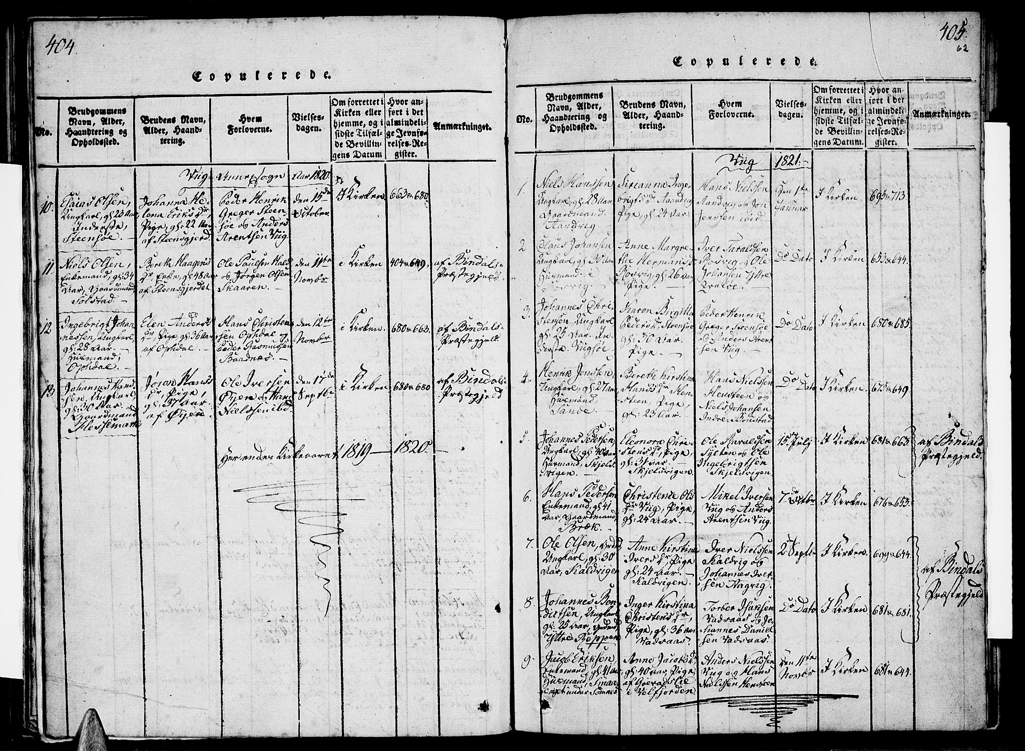 Ministerialprotokoller, klokkerbøker og fødselsregistre - Nordland, SAT/A-1459/812/L0175: Parish register (official) no. 812A04, 1820-1833, p. 404-405