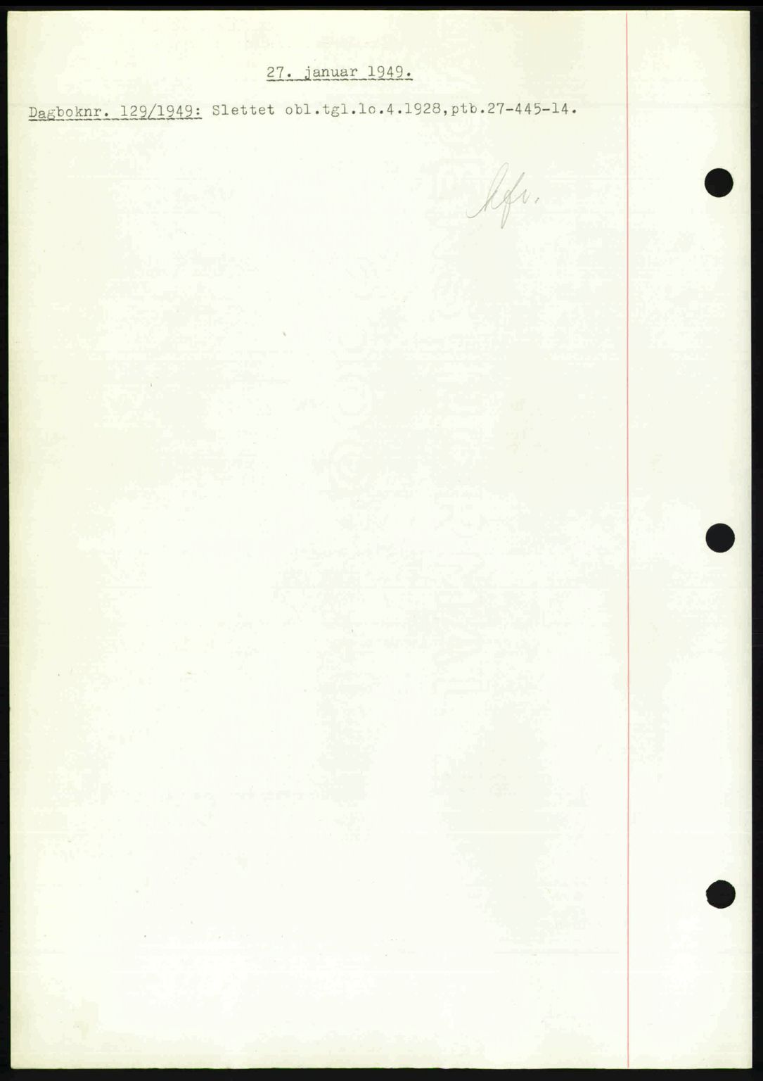 Nedenes sorenskriveri, SAK/1221-0006/G/Gb/Gba/L0060: Mortgage book no. A12, 1948-1949, Diary no: : 129/1949