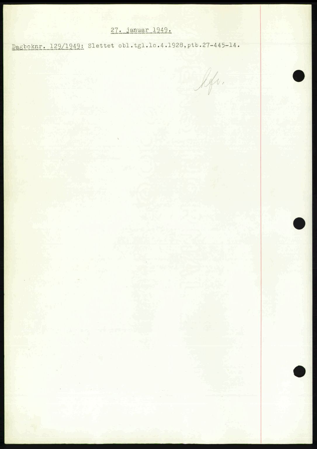 Nedenes sorenskriveri, AV/SAK-1221-0006/G/Gb/Gba/L0060: Mortgage book no. A12, 1948-1949, Diary no: : 129/1949