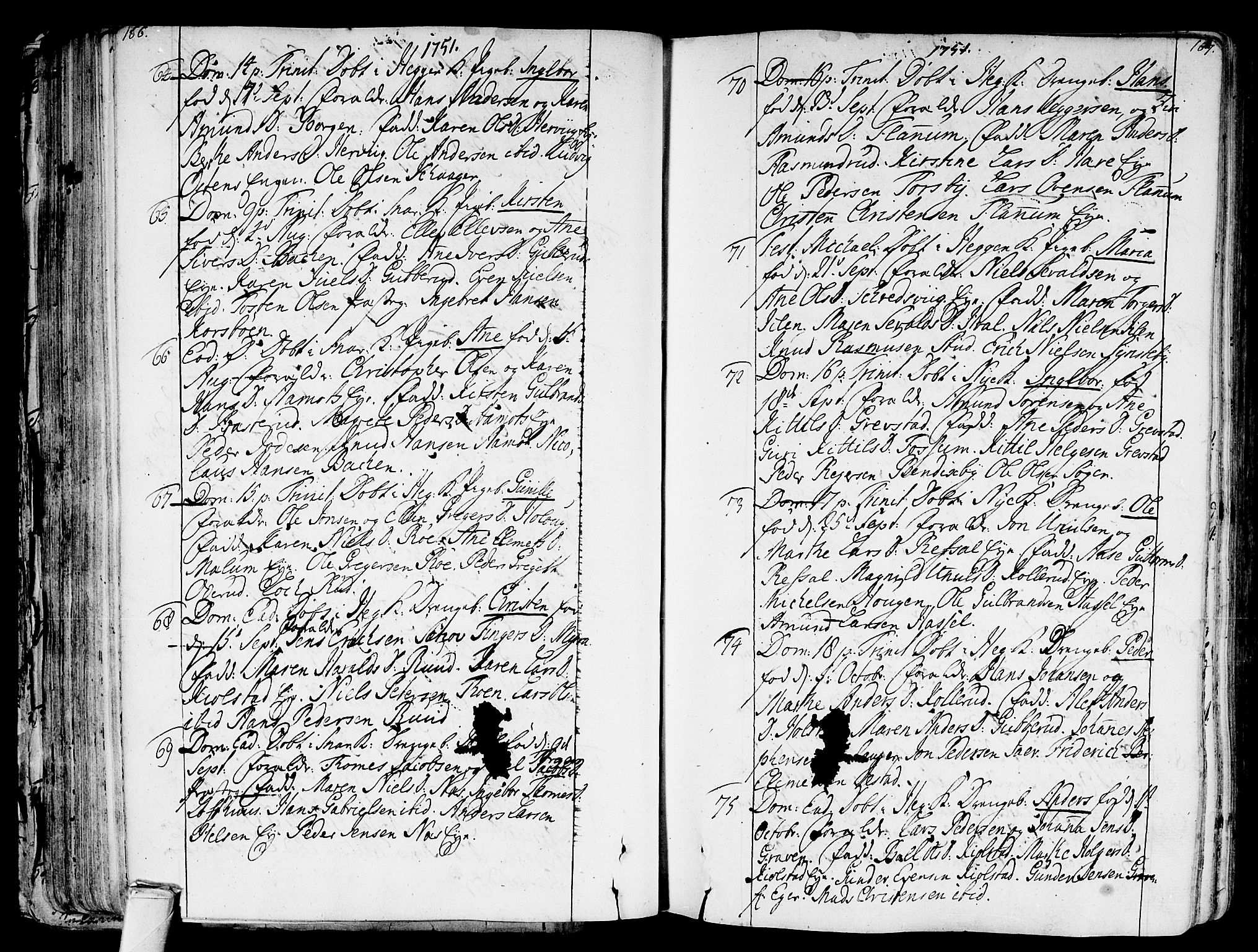 Modum kirkebøker, AV/SAKO-A-234/F/Fa/L0002: Parish register (official) no. 2, 1741-1782, p. 166-167