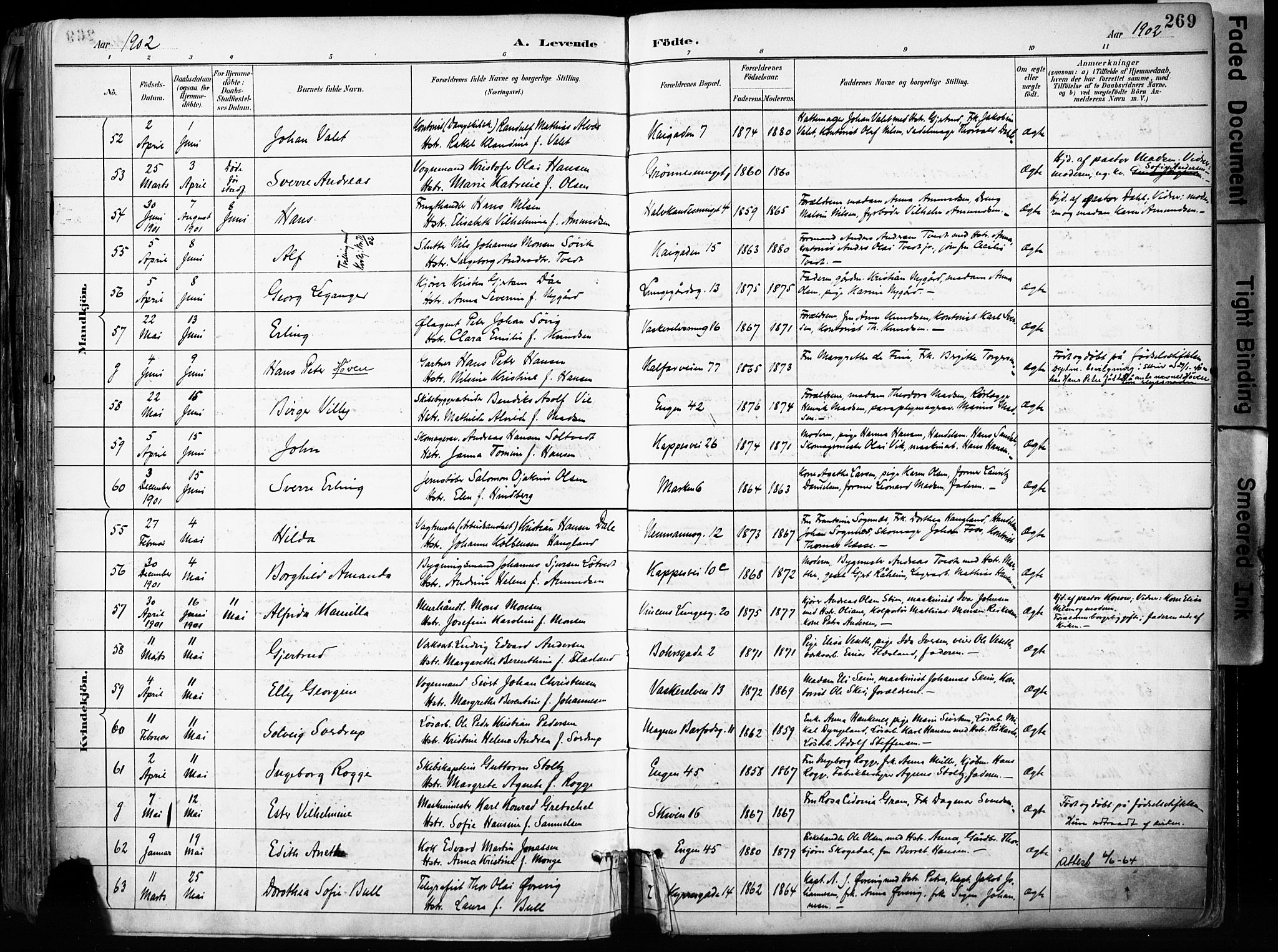 Domkirken sokneprestembete, SAB/A-74801/H/Haa/L0024: Parish register (official) no. B 7, 1888-1903, p. 269