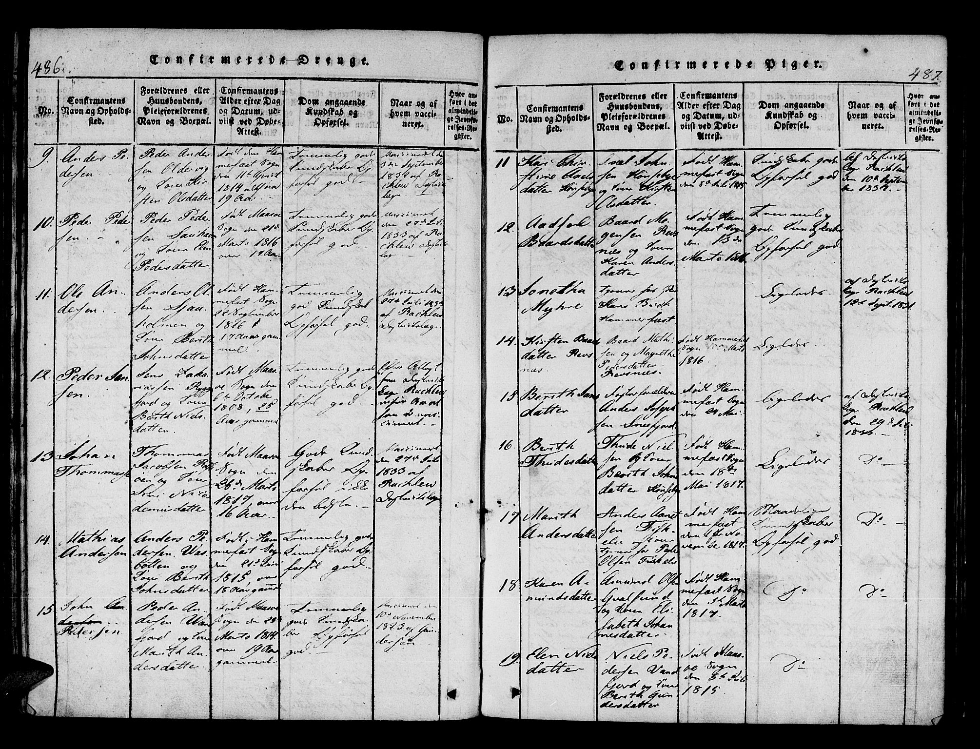 Hammerfest sokneprestkontor, AV/SATØ-S-1347/H/Ha/L0003.kirke: Parish register (official) no. 3, 1821-1842, p. 486-487