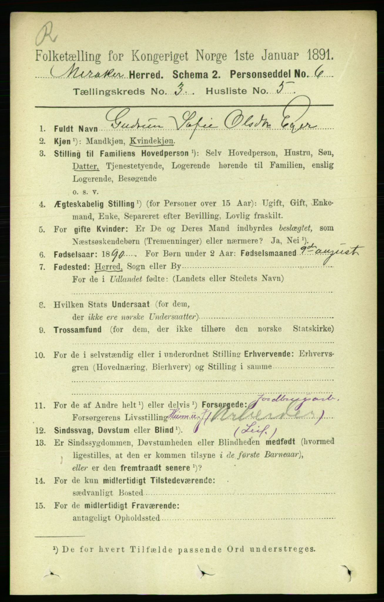 RA, 1891 census for 1711 Meråker, 1891, p. 1158