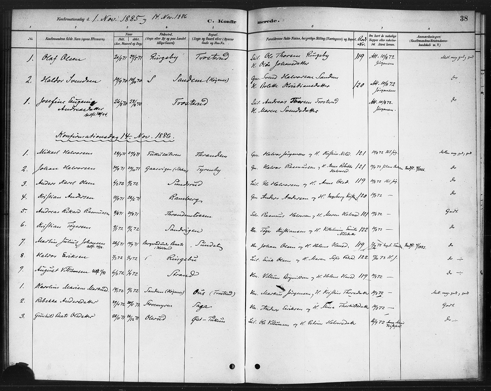 Rødenes prestekontor Kirkebøker, SAO/A-2005/F/Fb/L0001: Parish register (official) no. II 1, 1880-1889, p. 38