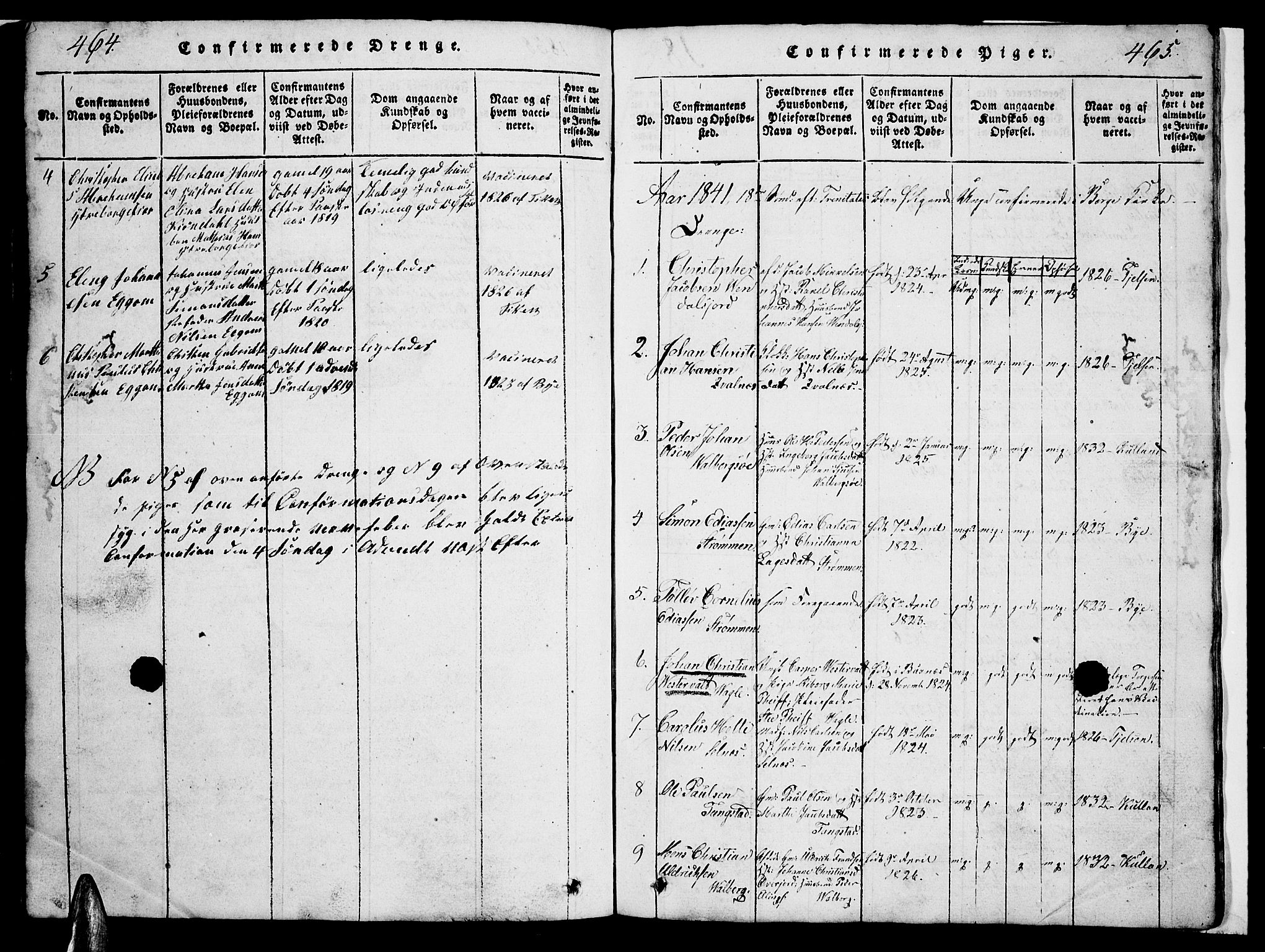 Ministerialprotokoller, klokkerbøker og fødselsregistre - Nordland, AV/SAT-A-1459/880/L1139: Parish register (copy) no. 880C01, 1836-1857, p. 464-465