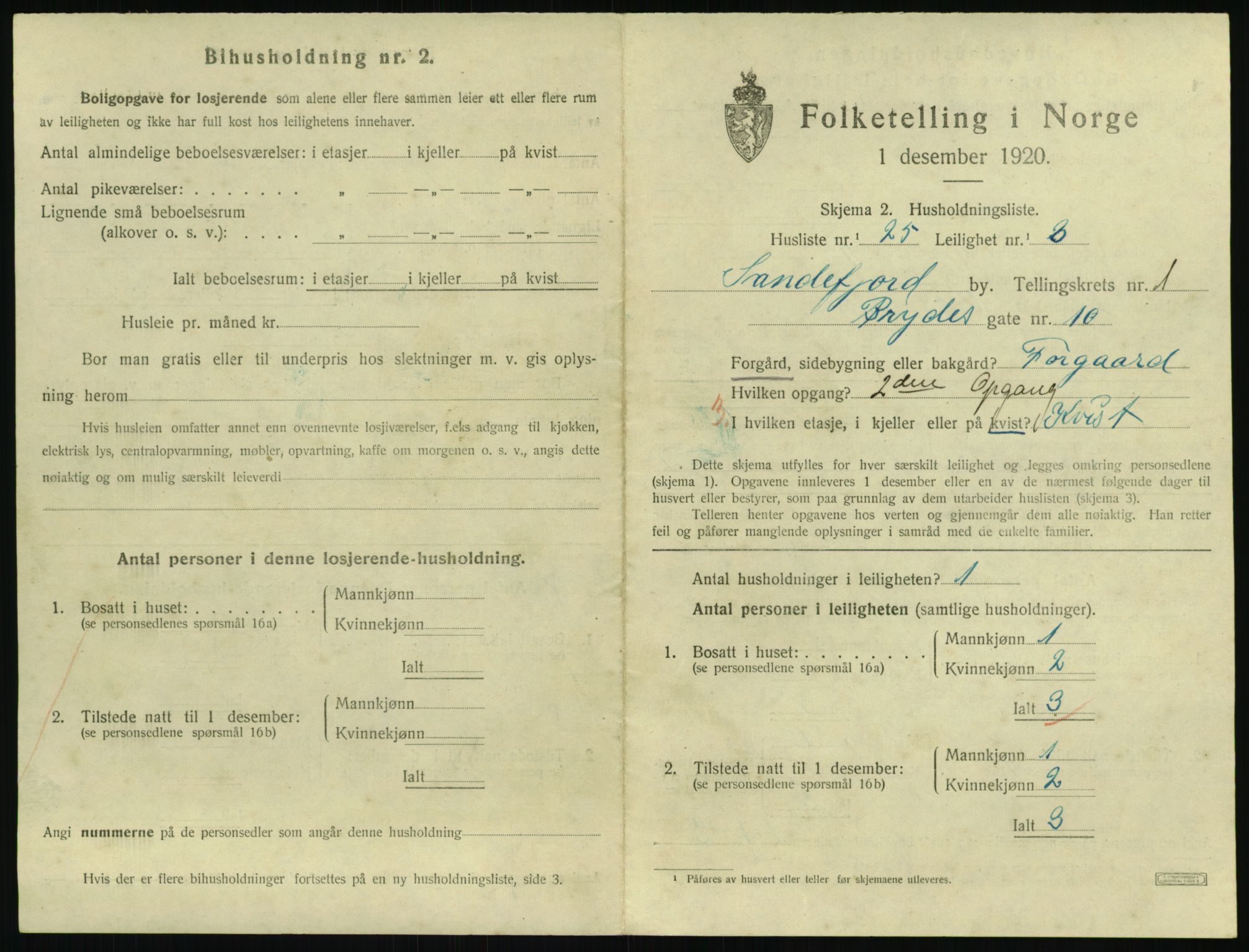 SAKO, 1920 census for Sandefjord, 1920, p. 1364