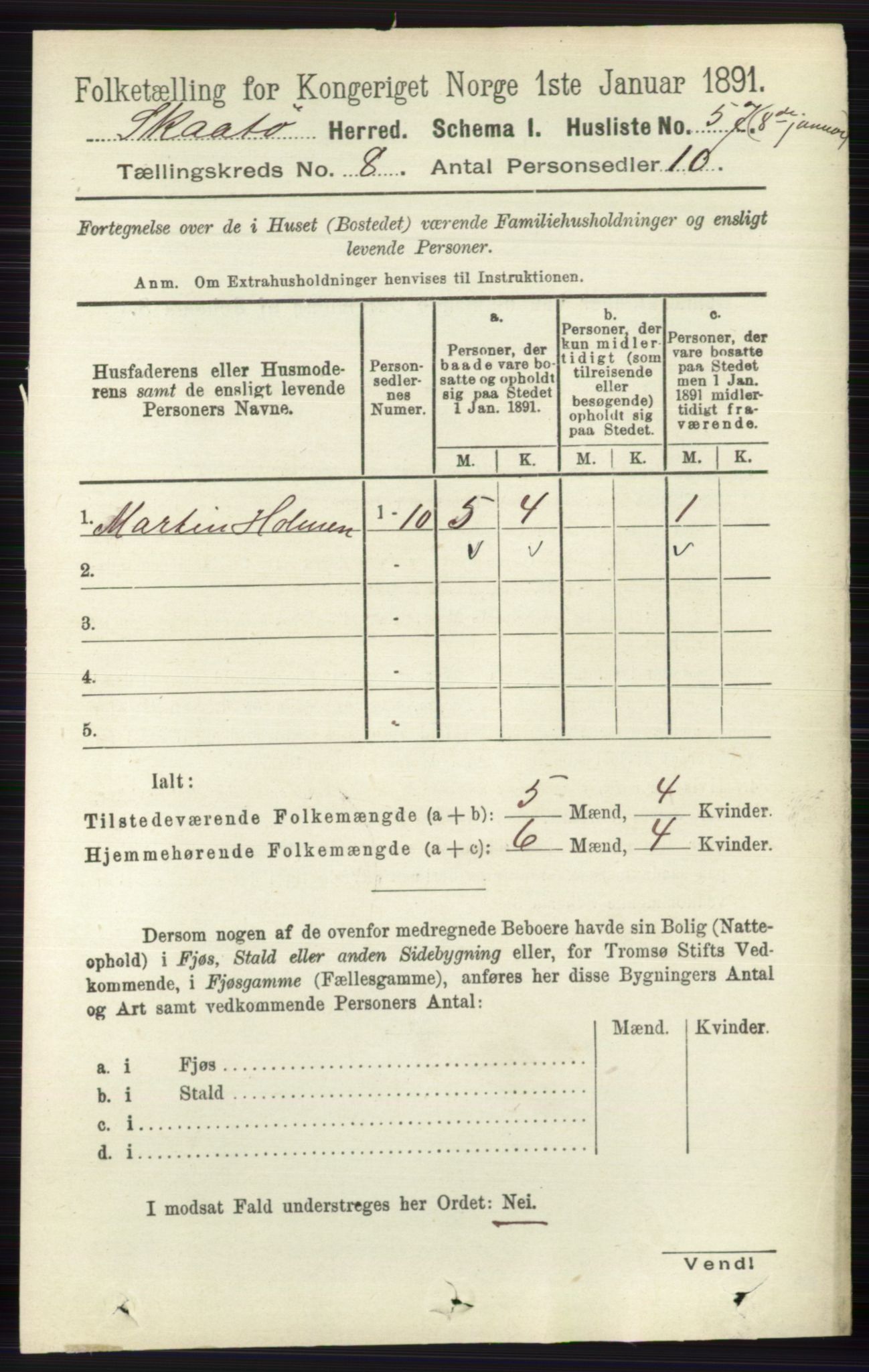 RA, 1891 census for 0815 Skåtøy, 1891, p. 3528