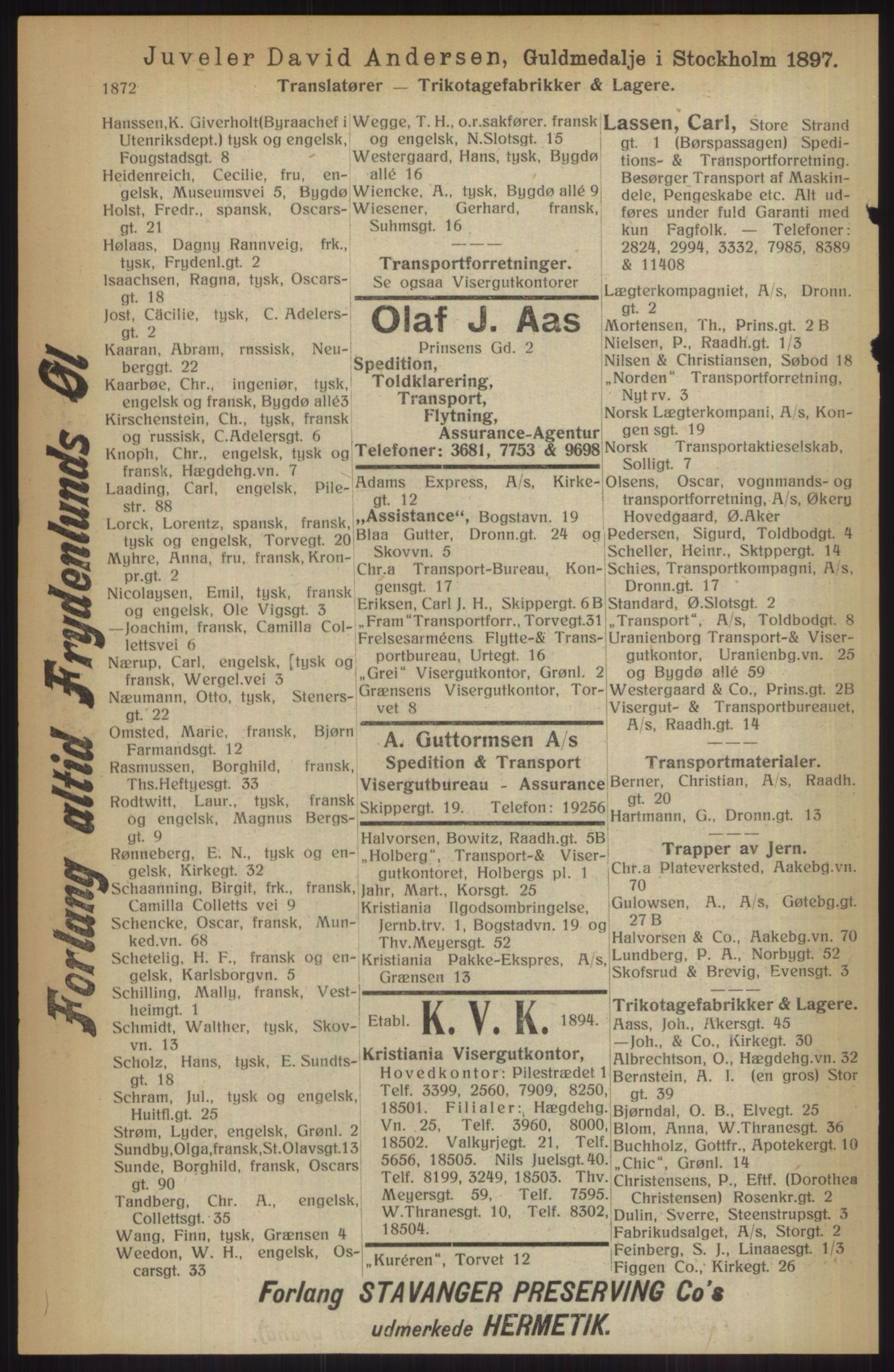 Kristiania/Oslo adressebok, PUBL/-, 1914, p. 1872