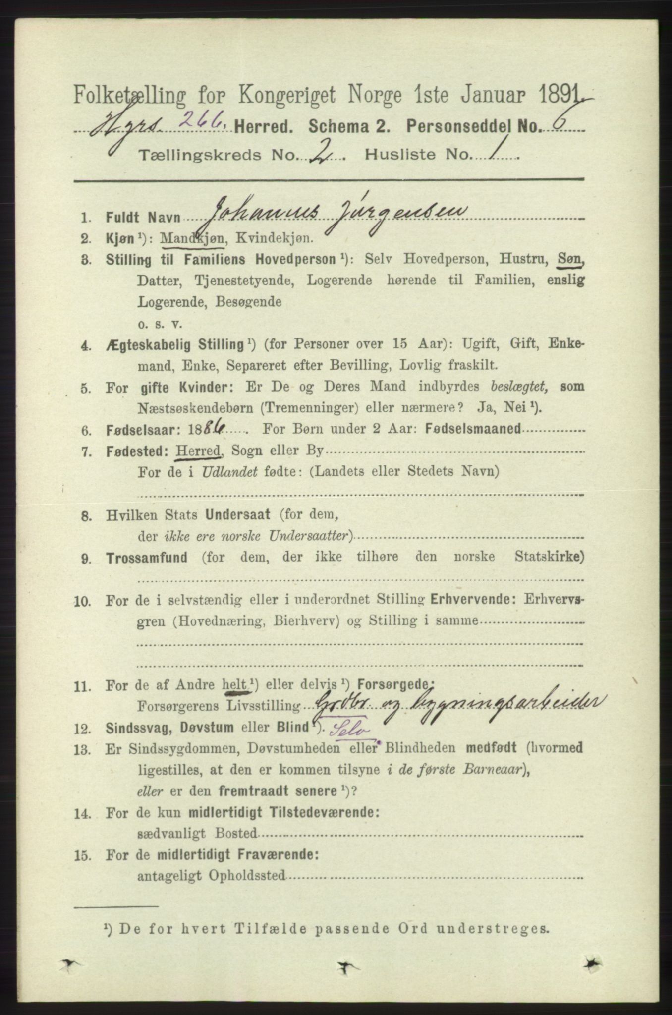 RA, 1891 census for 1253 Hosanger, 1891, p. 581