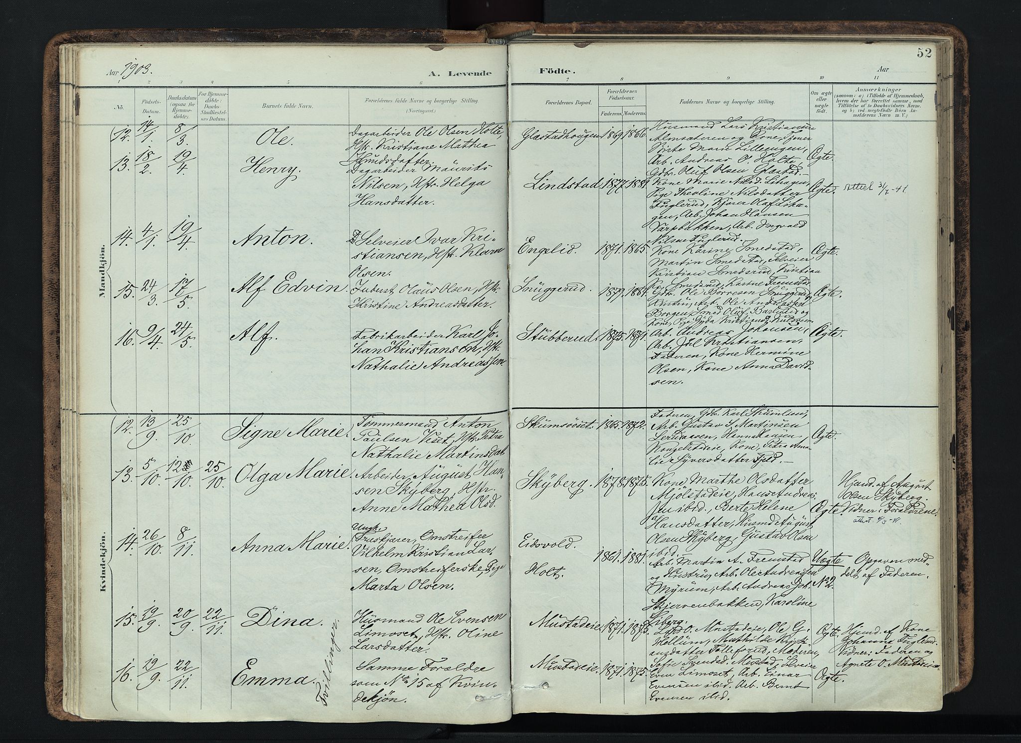 Vardal prestekontor, AV/SAH-PREST-100/H/Ha/Haa/L0019: Parish register (official) no. 19, 1893-1907, p. 52