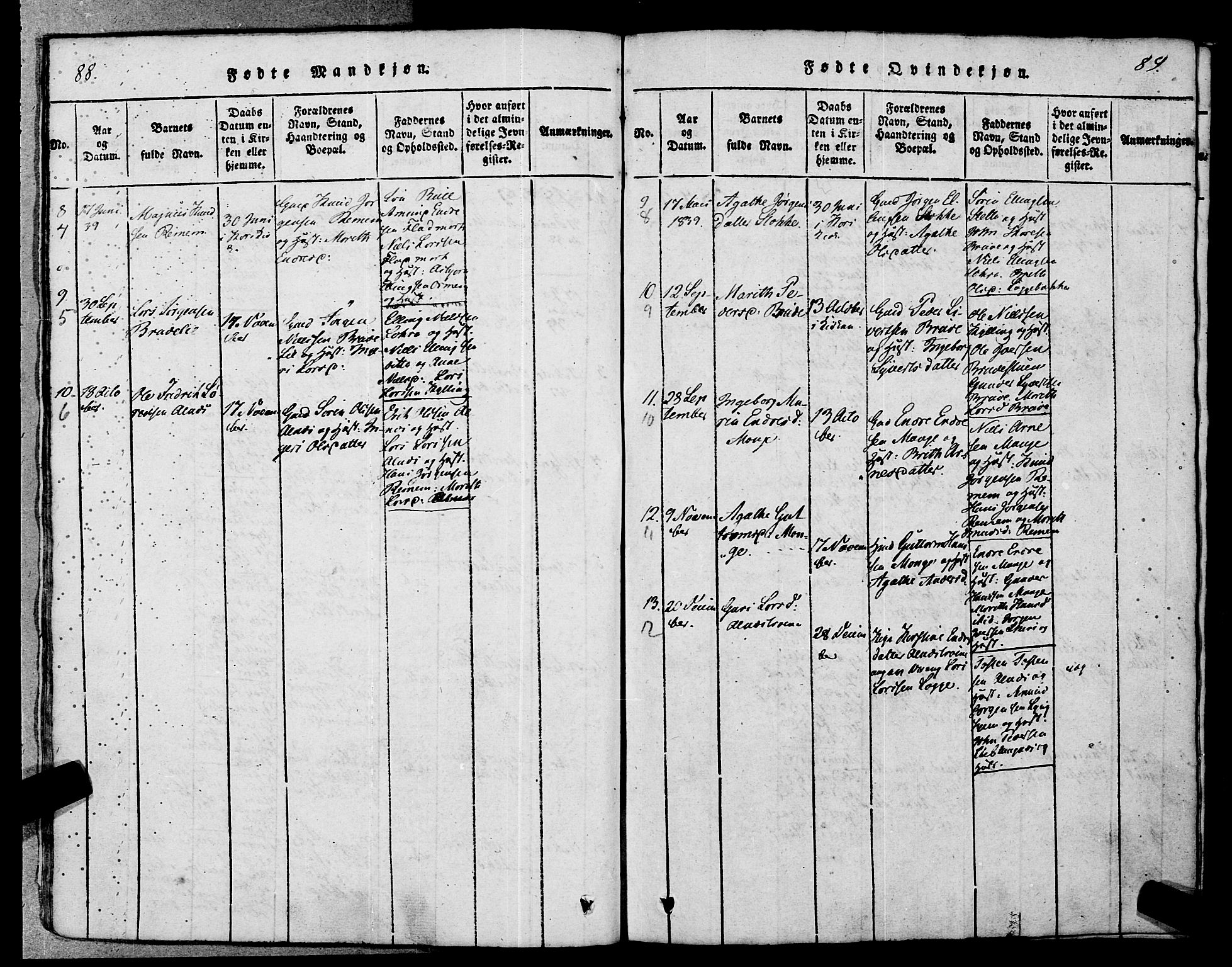 Ministerialprotokoller, klokkerbøker og fødselsregistre - Møre og Romsdal, AV/SAT-A-1454/546/L0593: Parish register (official) no. 546A01, 1818-1853, p. 88-89