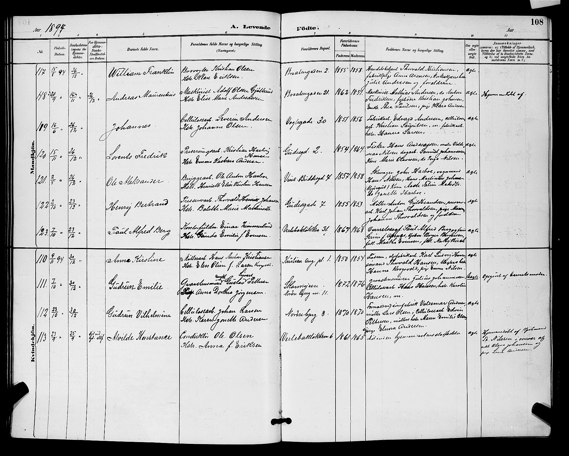 Moss prestekontor Kirkebøker, AV/SAO-A-2003/G/Ga/L0006: Parish register (copy) no. I 6, 1889-1900, p. 108