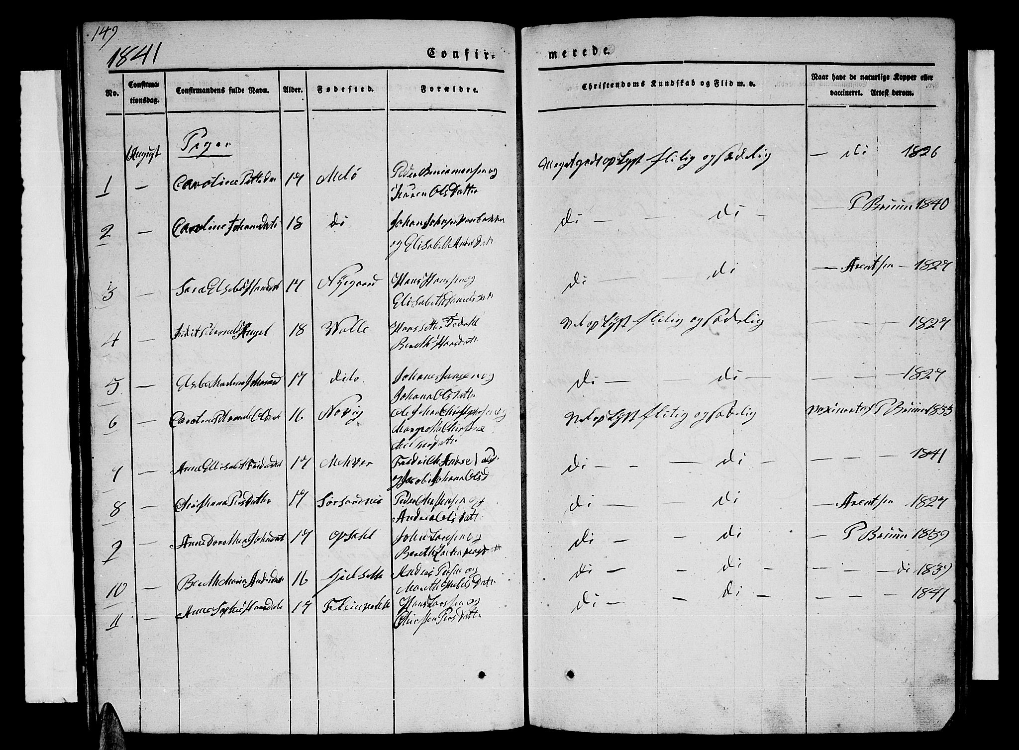 Ministerialprotokoller, klokkerbøker og fødselsregistre - Nordland, AV/SAT-A-1459/805/L0106: Parish register (copy) no. 805C02, 1841-1861, p. 149