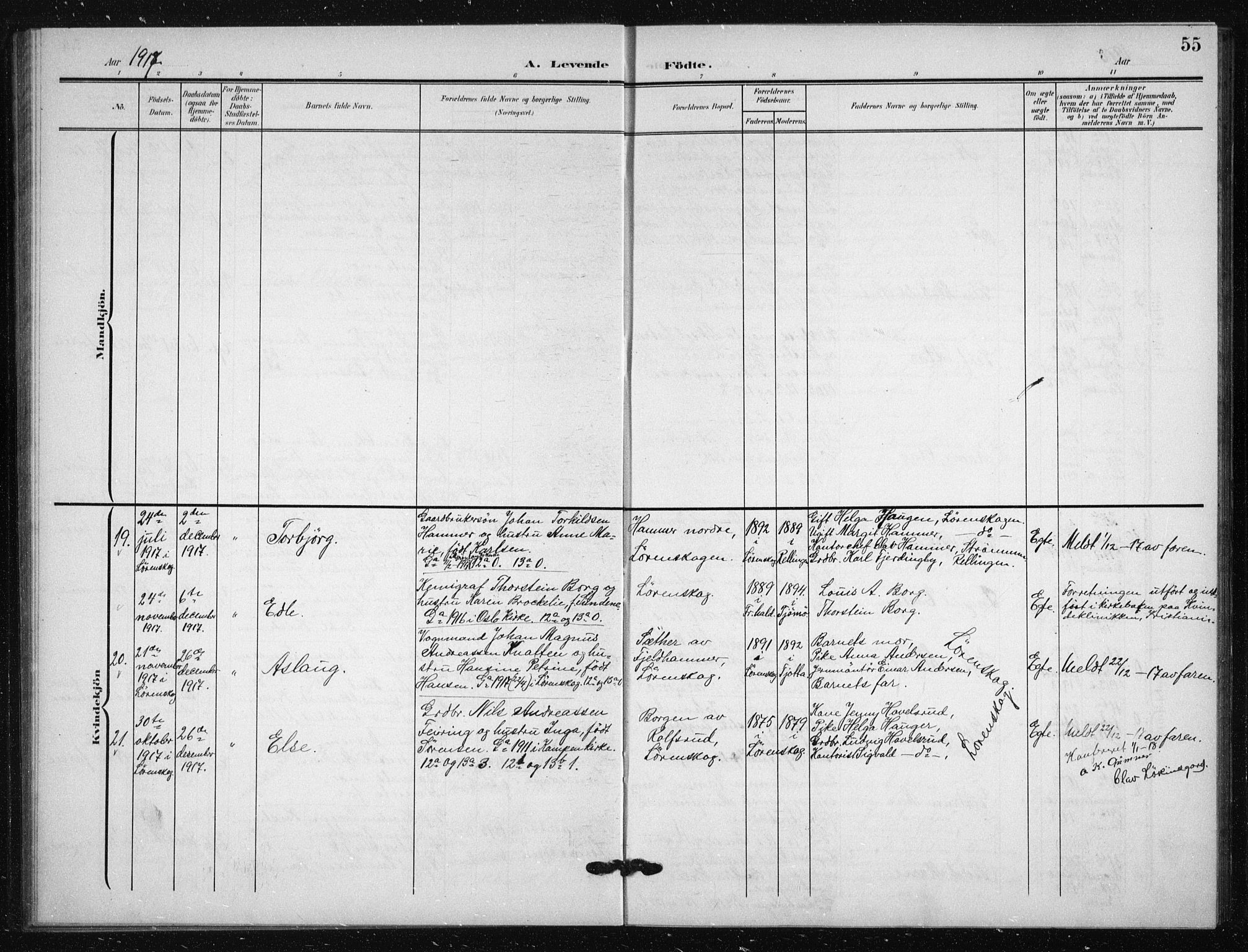 Skedsmo prestekontor Kirkebøker, AV/SAO-A-10033a/G/Gb/L0002: Parish register (copy) no. II 2, 1903-1931, p. 55