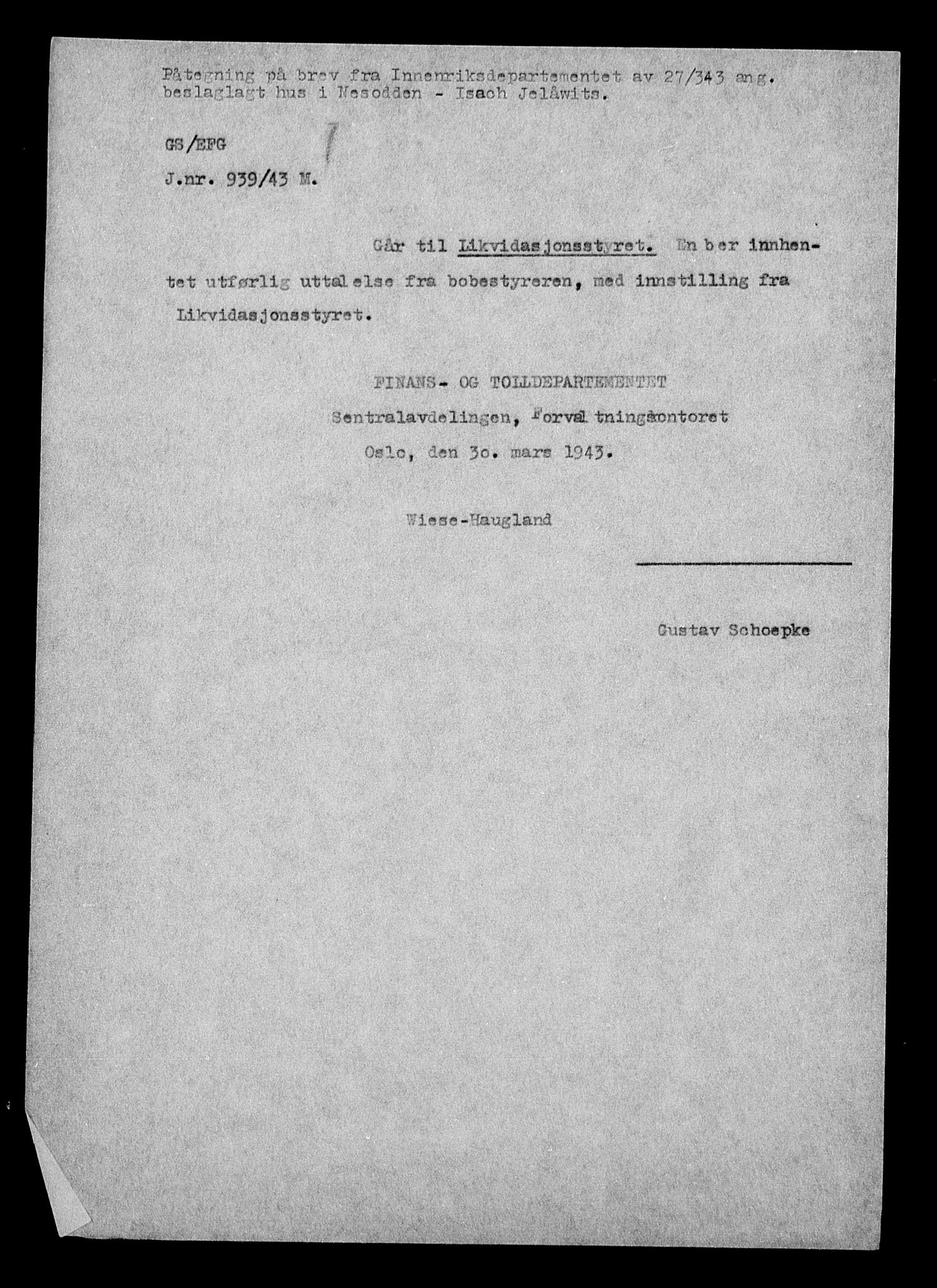 Justisdepartementet, Tilbakeføringskontoret for inndratte formuer, AV/RA-S-1564/H/Hc/Hcc/L0948: --, 1945-1947, p. 255
