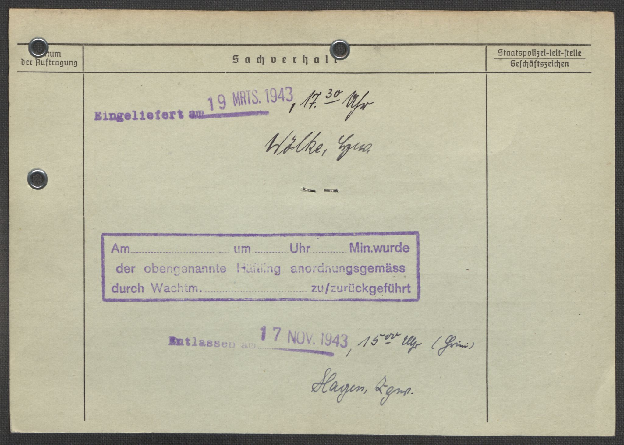 Befehlshaber der Sicherheitspolizei und des SD, AV/RA-RAFA-5969/E/Ea/Eaa/L0010: Register over norske fanger i Møllergata 19: Sø-Å, 1940-1945, p. 169